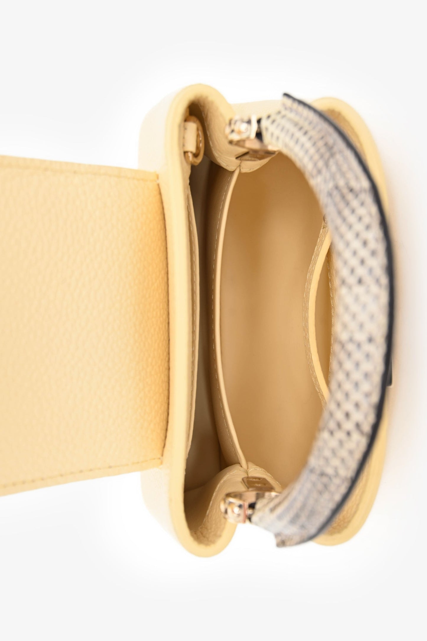 Louis Vuitton Pale Yellow Grained Leather Python Trim Mini Capucines Top Handle with Strap