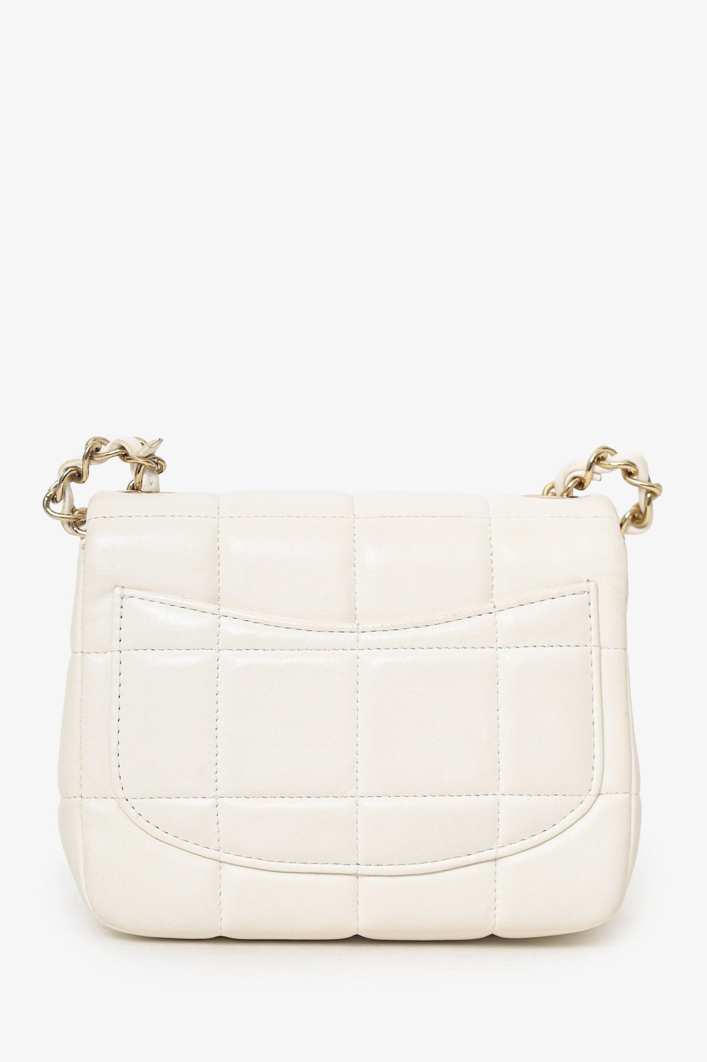 Chanel™ 2023 White Quilted Lambskin Resin Crystal Monacoco Mini Square Flap Bag