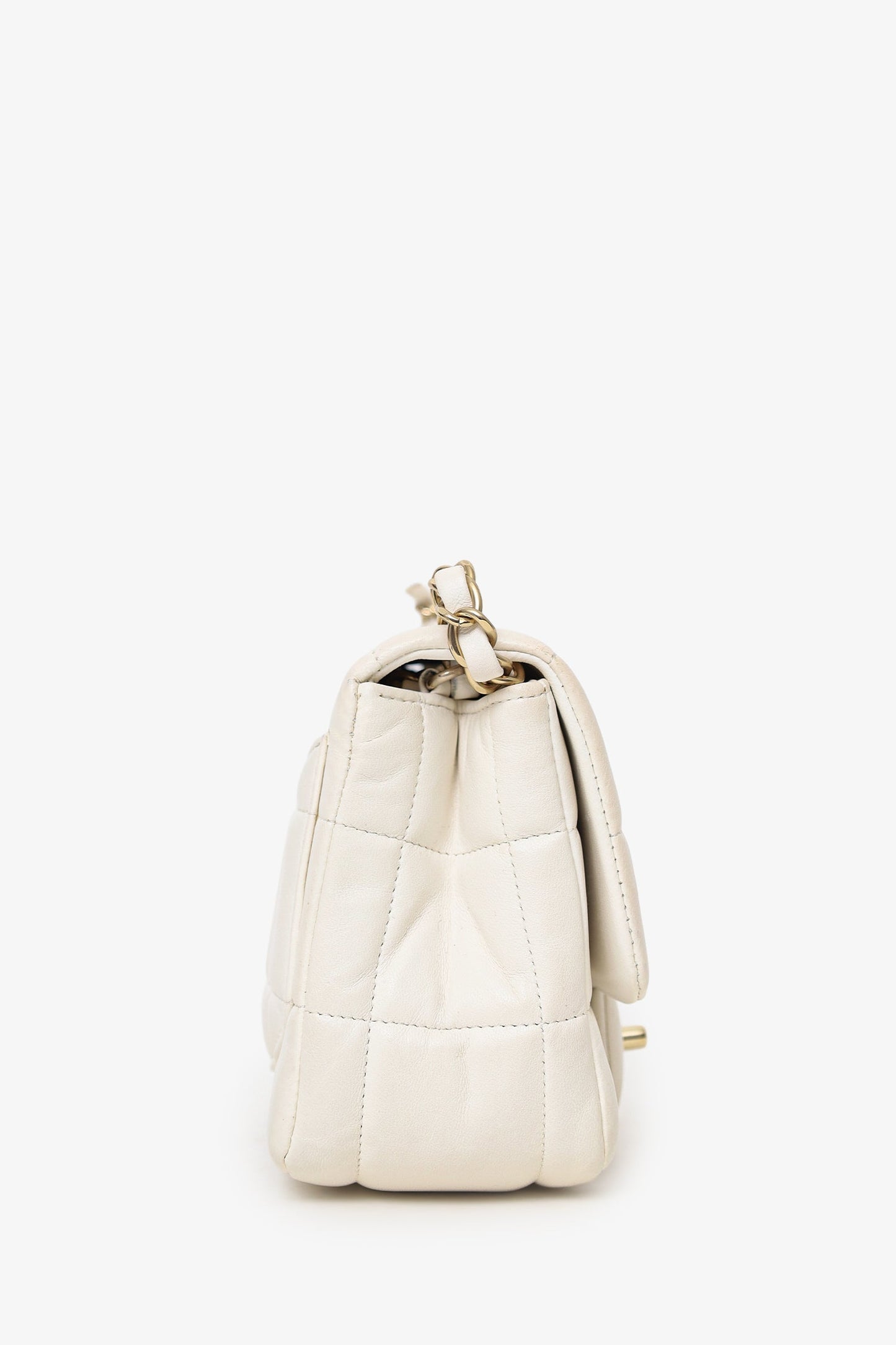 Chanel™ 2023 White Quilted Lambskin Resin Crystal Monacoco Mini Square Flap Bag