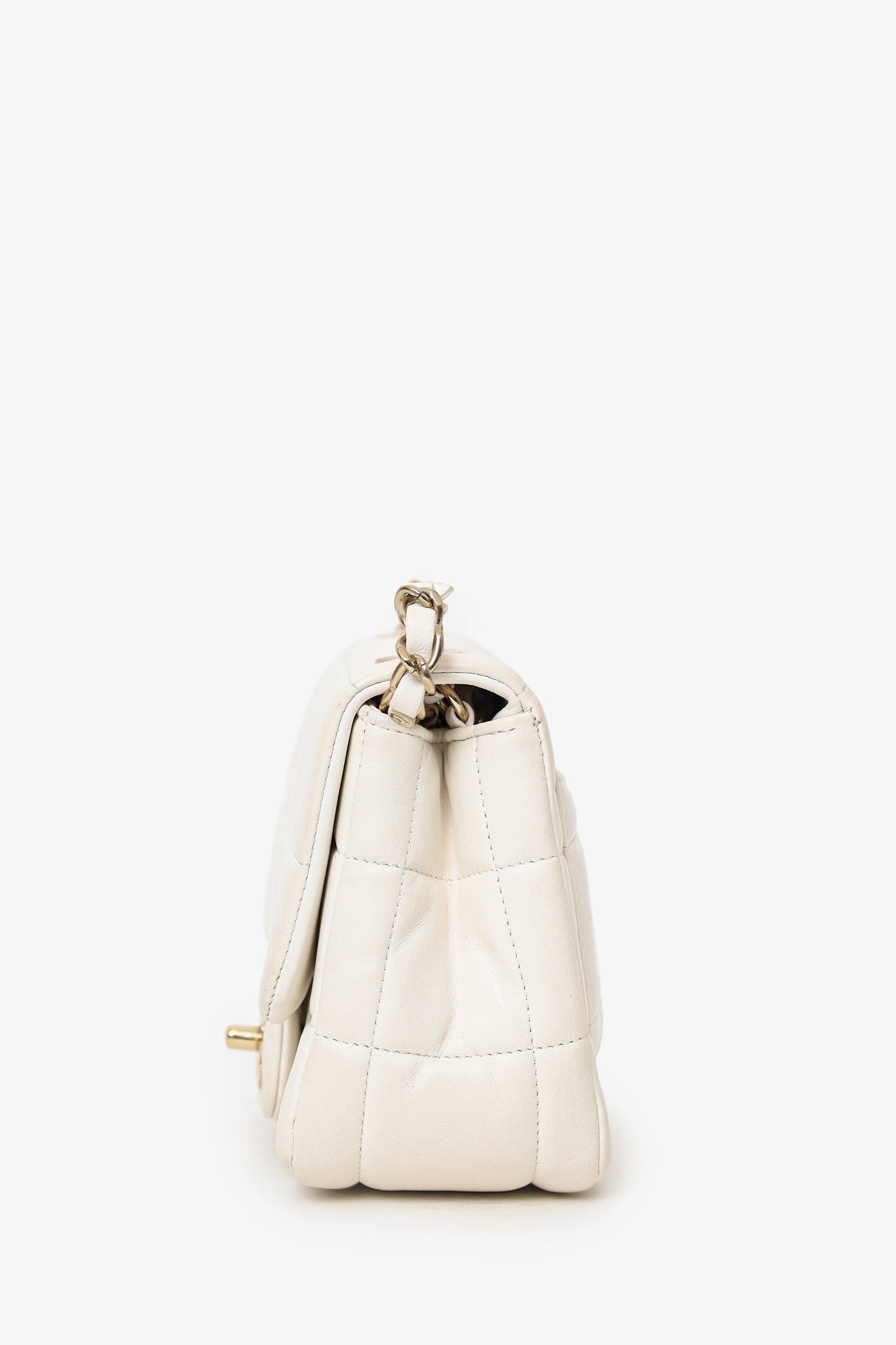 Chanel™ 2023 White Quilted Lambskin Resin Crystal Monacoco Mini Square Flap Bag