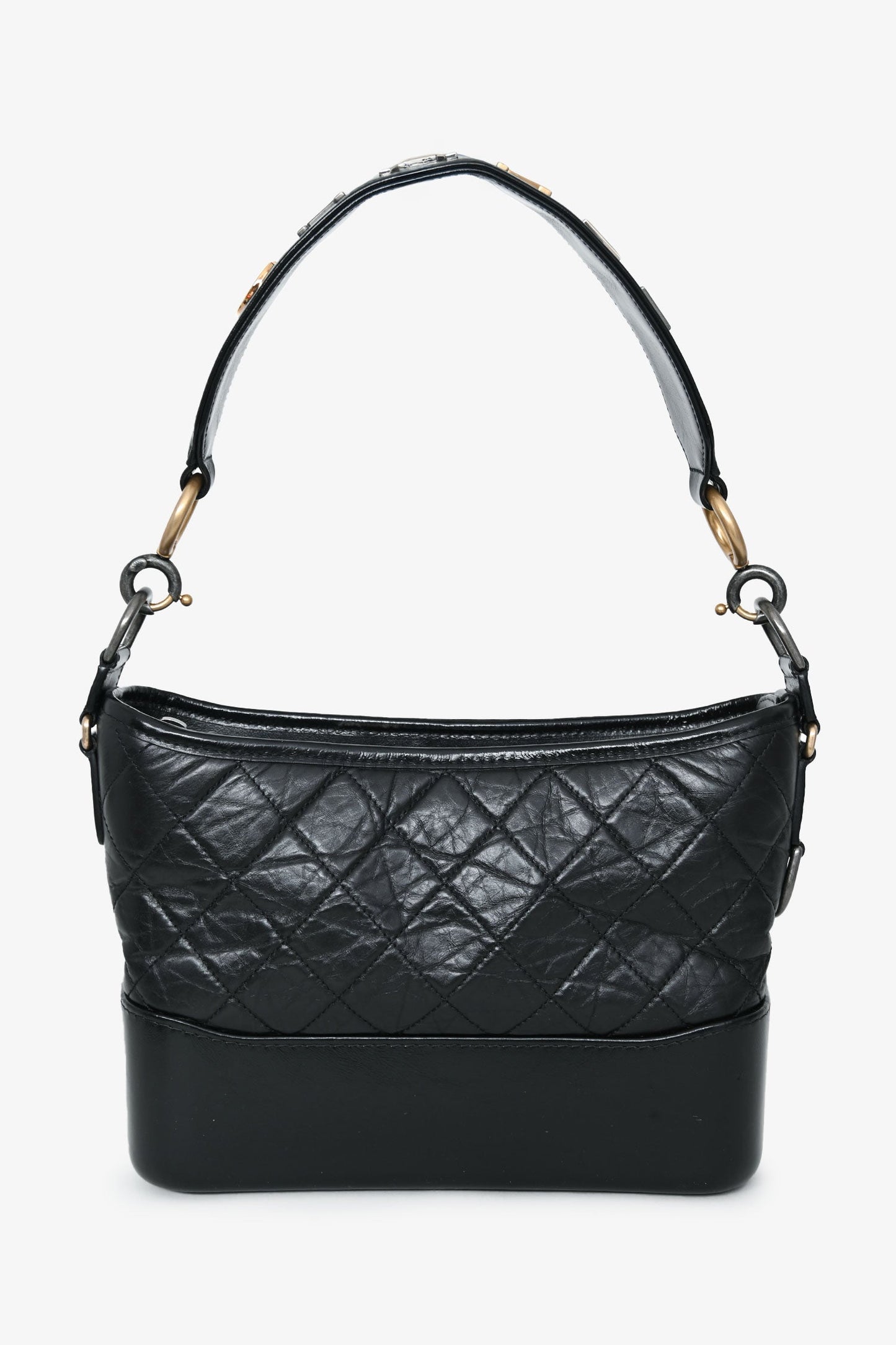Chanel™ 2019-20 Black Leather Medium Gabrielle Crossbody Bag with Logo Strap