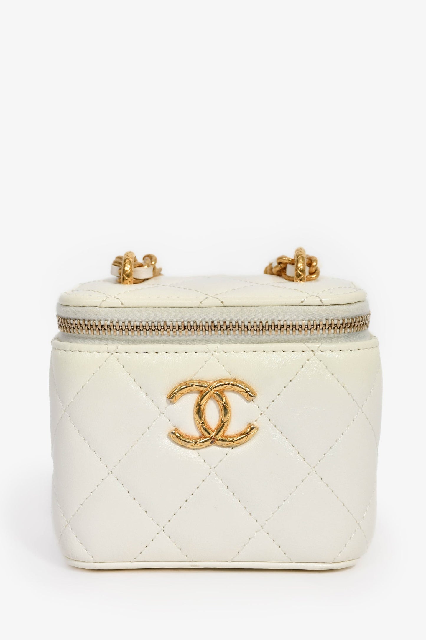Chanel™ 2022 White Lambskin Mini Vanity On Chain