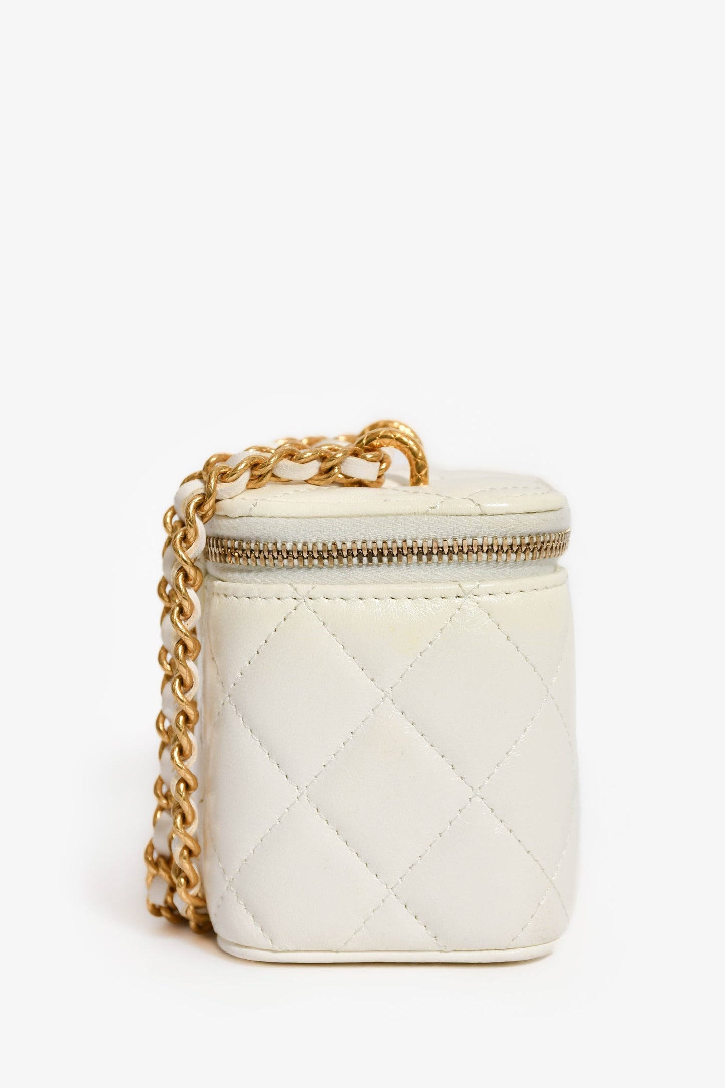 Chanel™ 2022 White Lambskin Mini Vanity On Chain