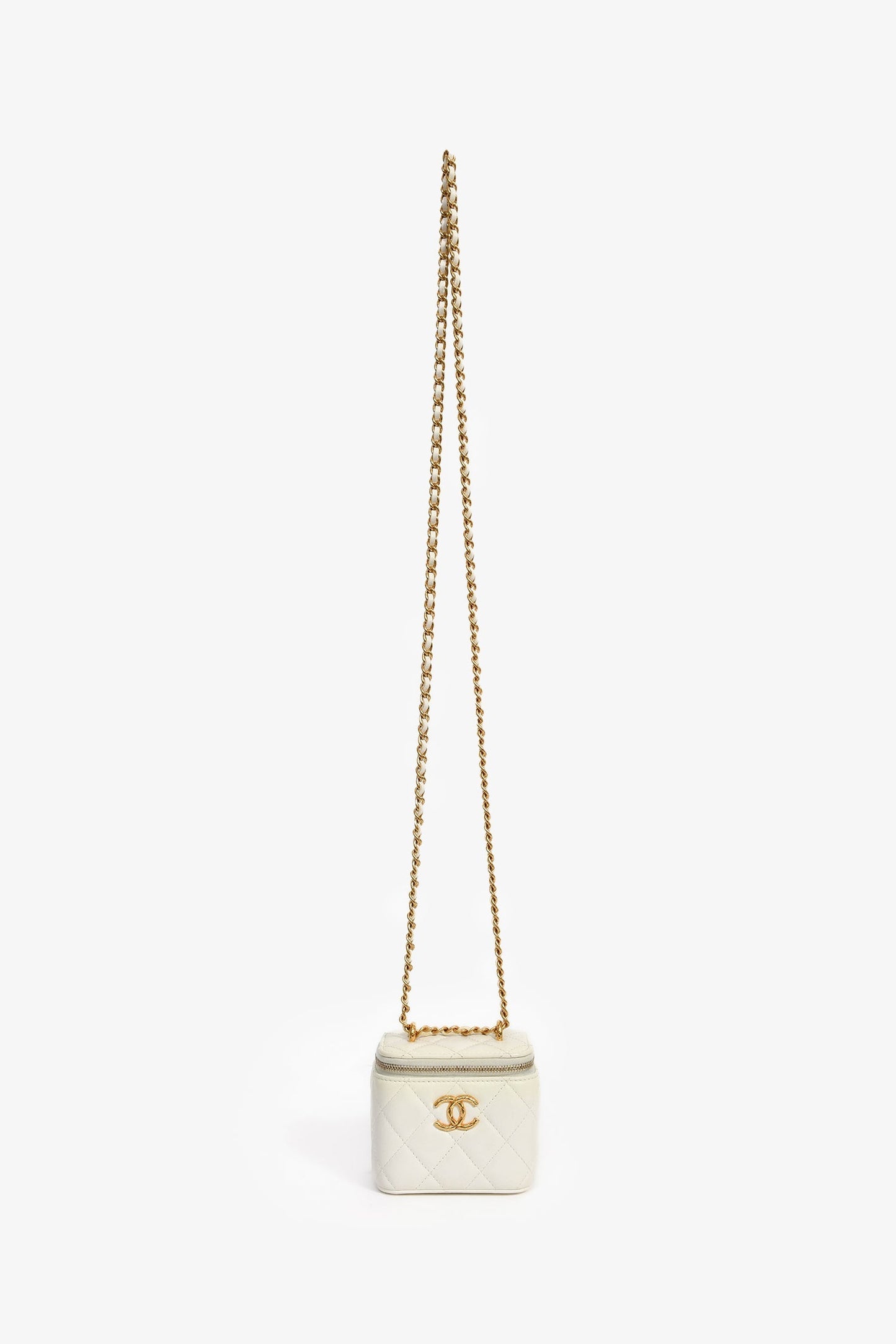 Chanel™ 2022 White Lambskin Mini Vanity On Chain