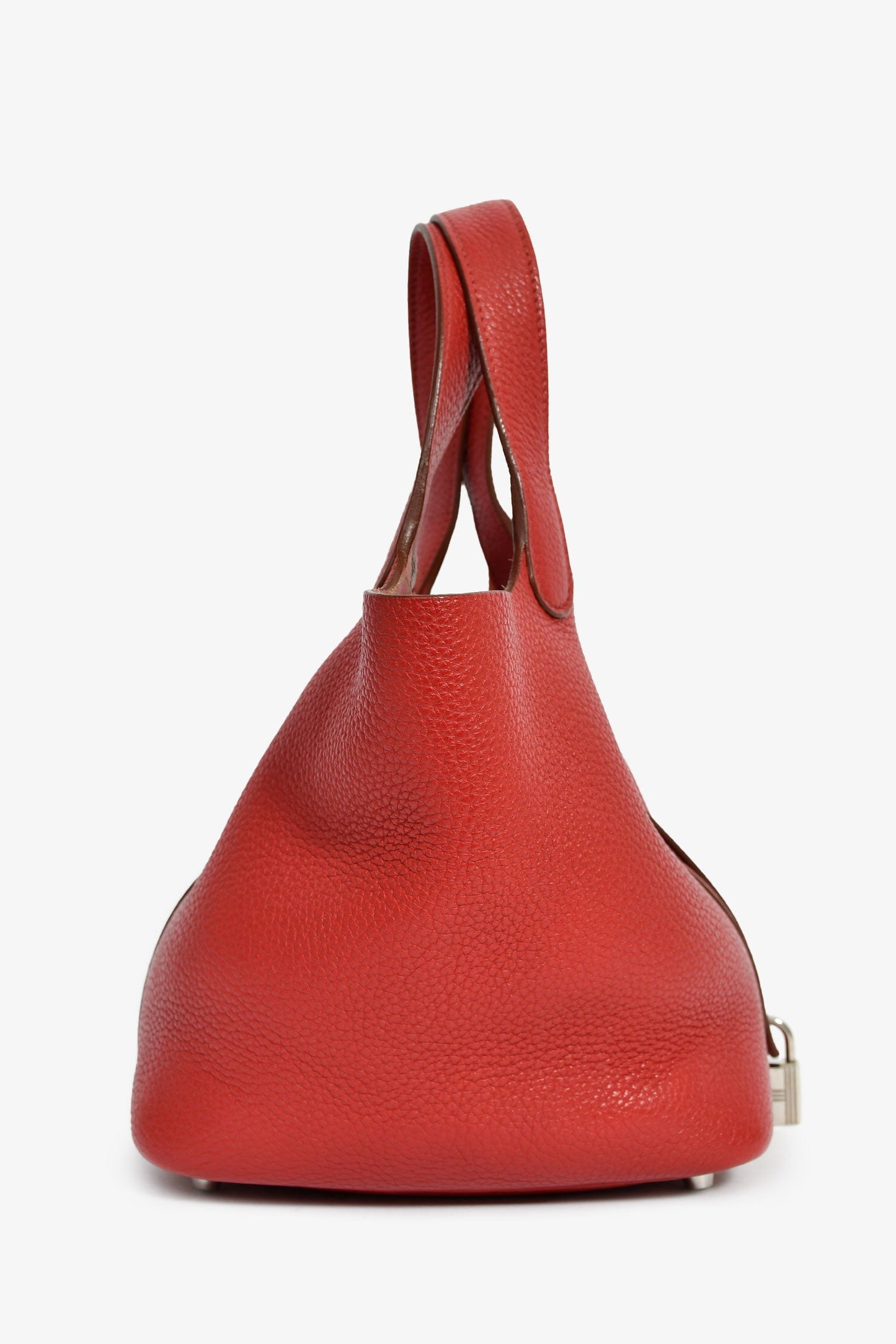 Hermès 2014 Rouge Garance Clemence Leather Picotin Lock 18