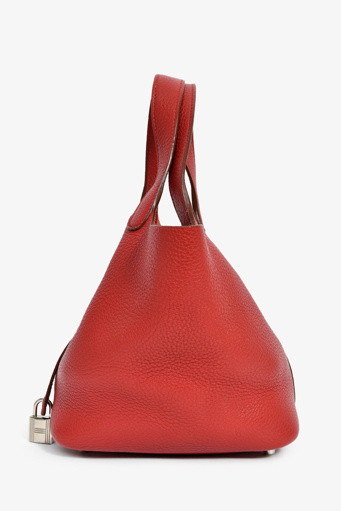 Hermès 2014 Rouge Garance Clemence Leather Picotin Lock 18
