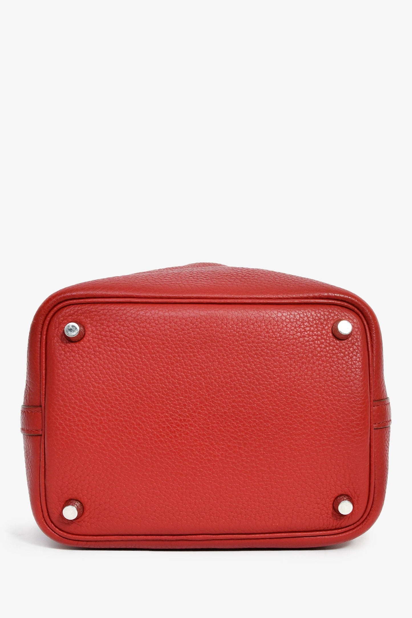 Hermès 2014 Rouge Garance Clemence Leather Picotin Lock 18