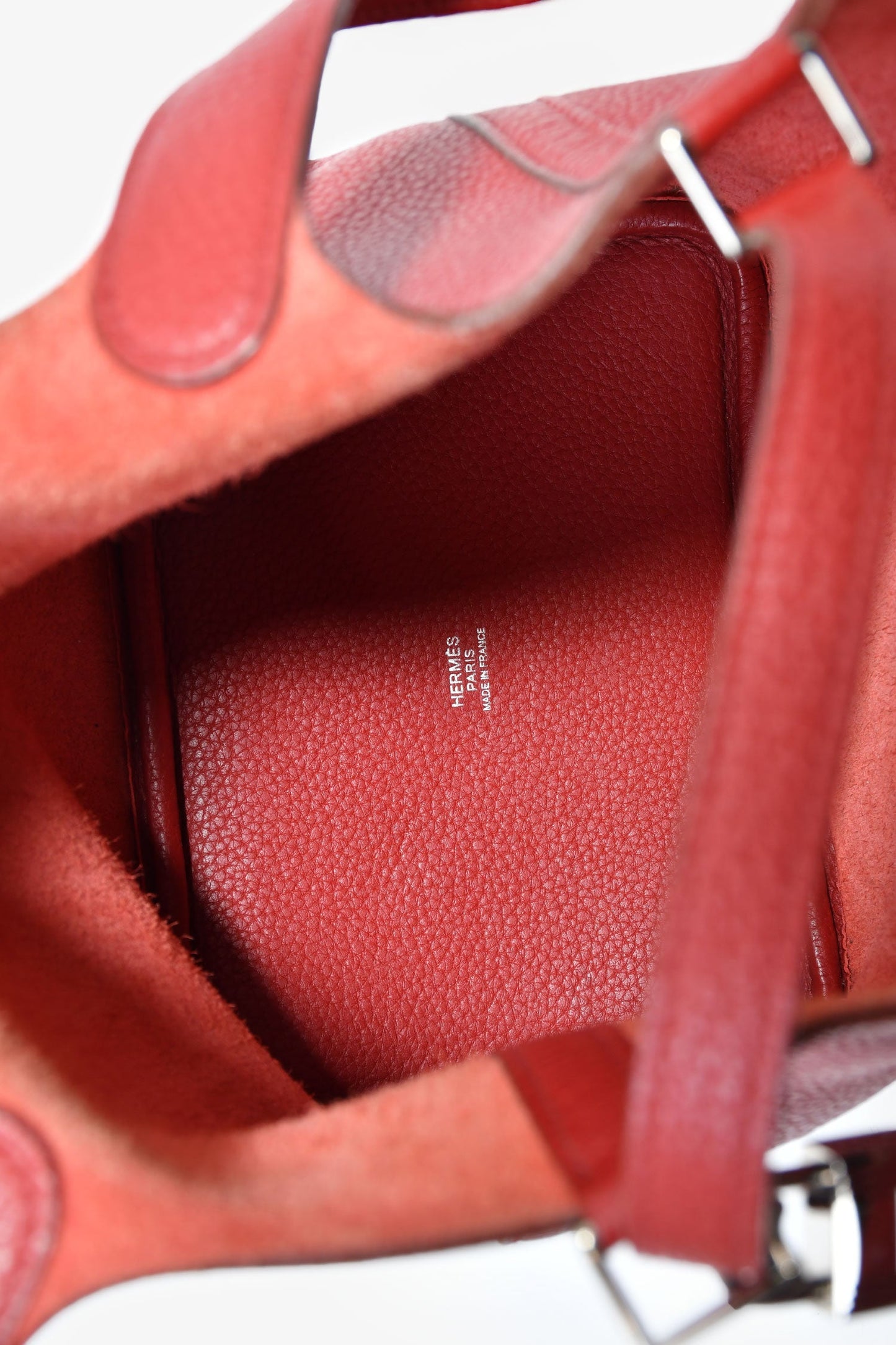 Hermès 2014 Rouge Garance Clemence Leather Picotin Lock 18