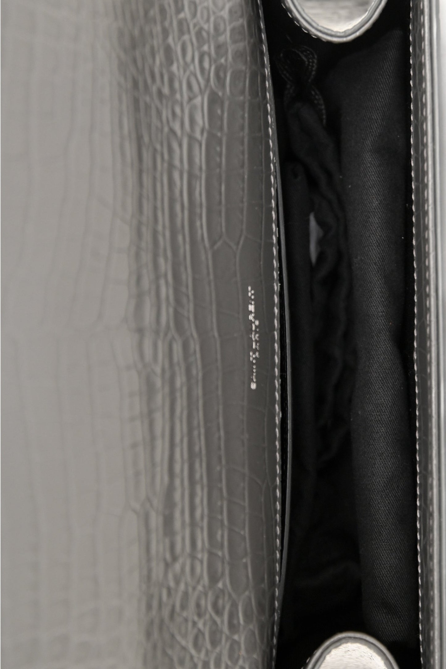 Saint Laurent Grey Croc Embossed Medium 'Kate' Shoulder Bag