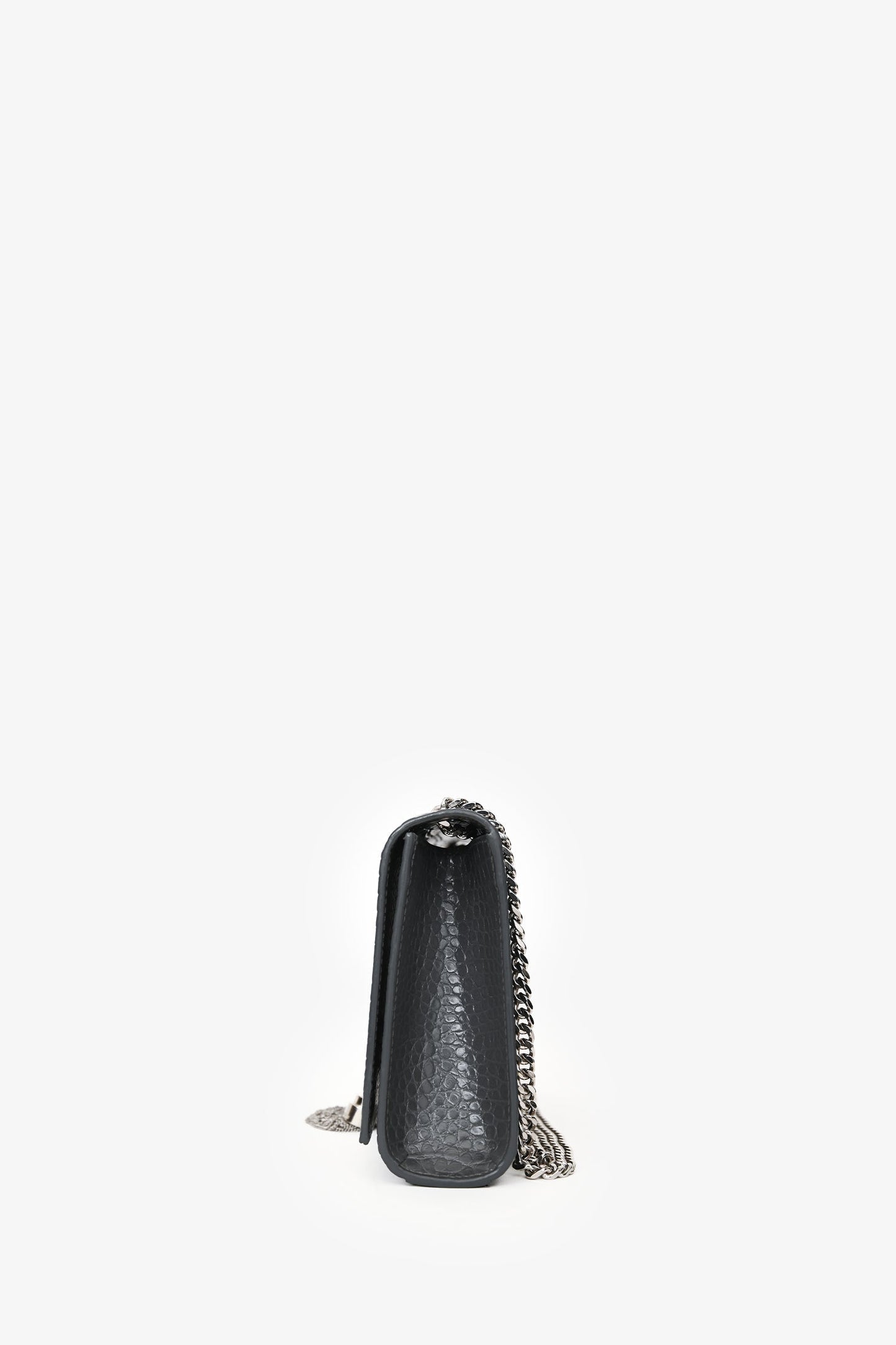 Saint Laurent Grey Croc Embossed Medium 'Kate' Shoulder Bag