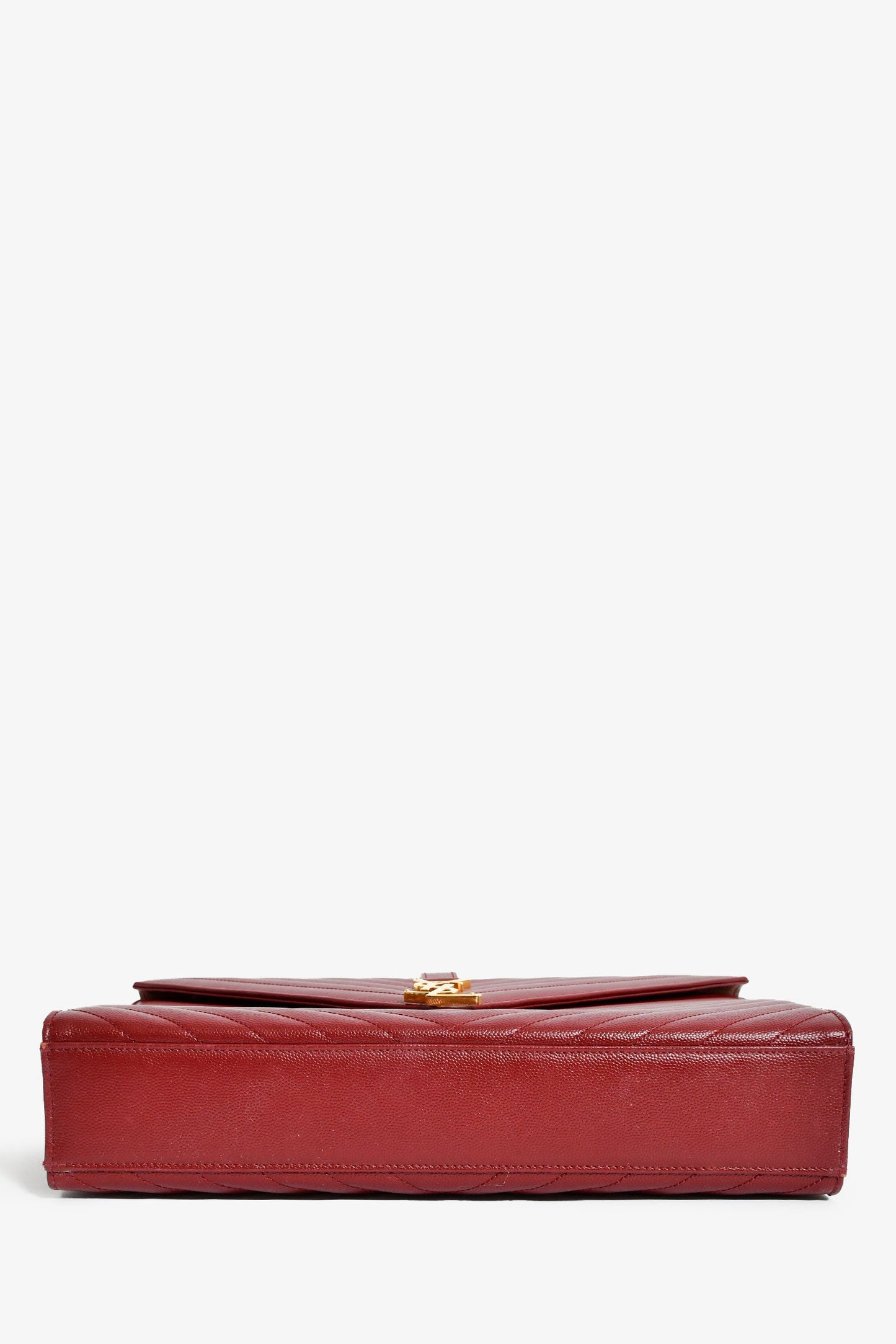 Saint Laurent Burgundy Chevron Leather Envelope Large Chain Shoulder Bag