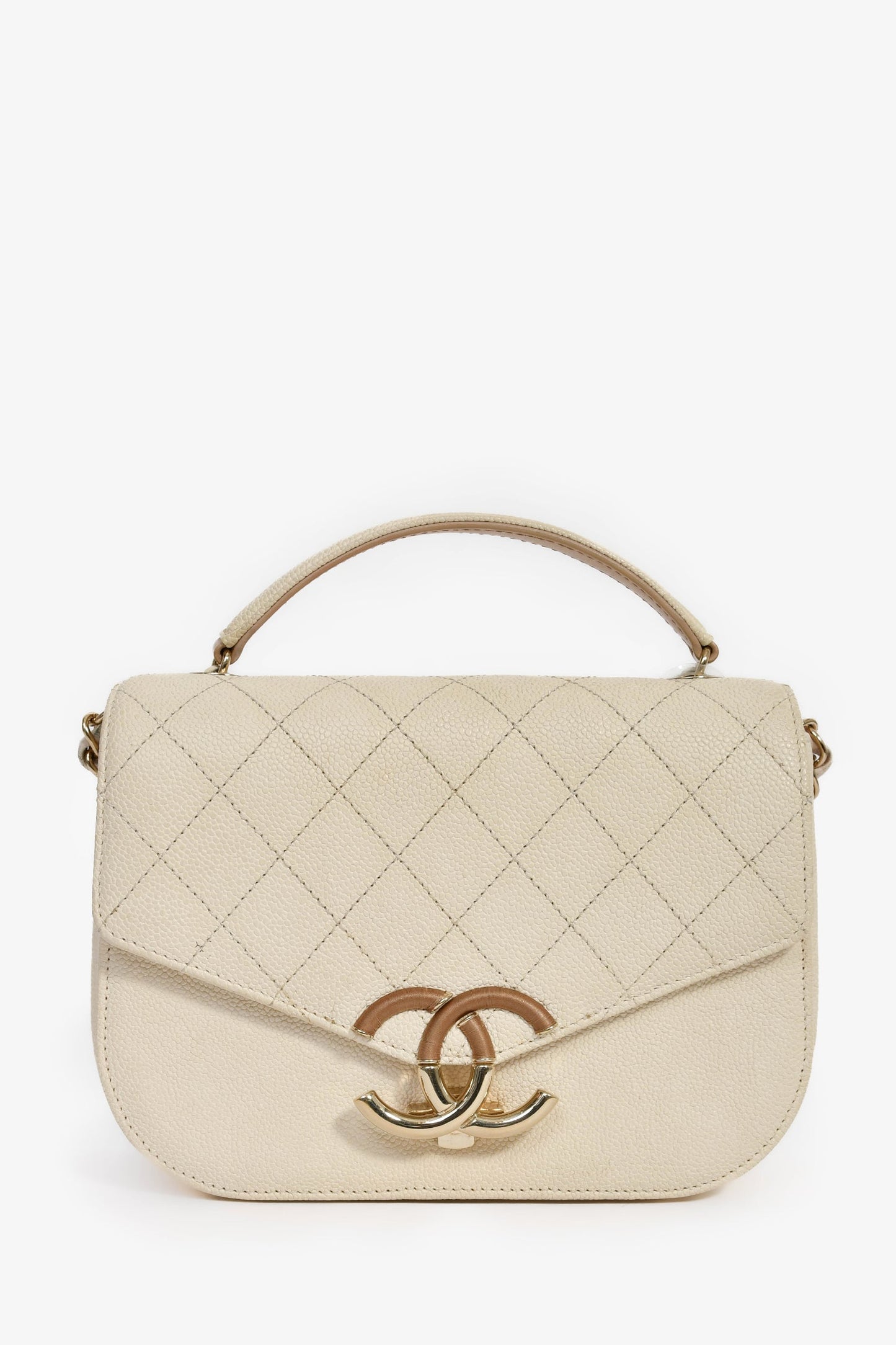 Chanel™ 2018 Paris-Cuba Beige Caviar Leather Thread Around Flap Bag