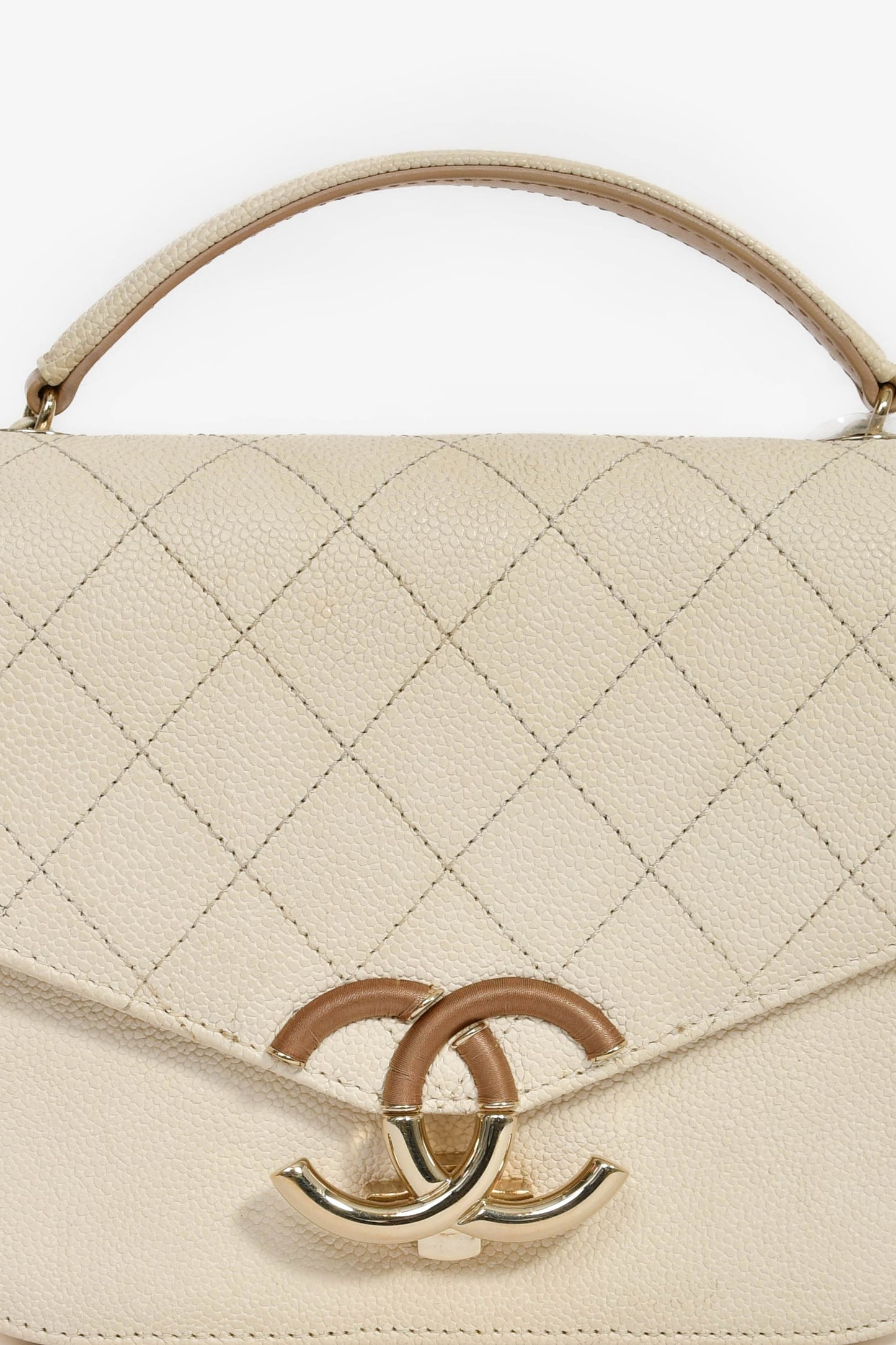 Chanel™ 2018 Paris-Cuba Beige Caviar Leather Thread Around Flap Bag