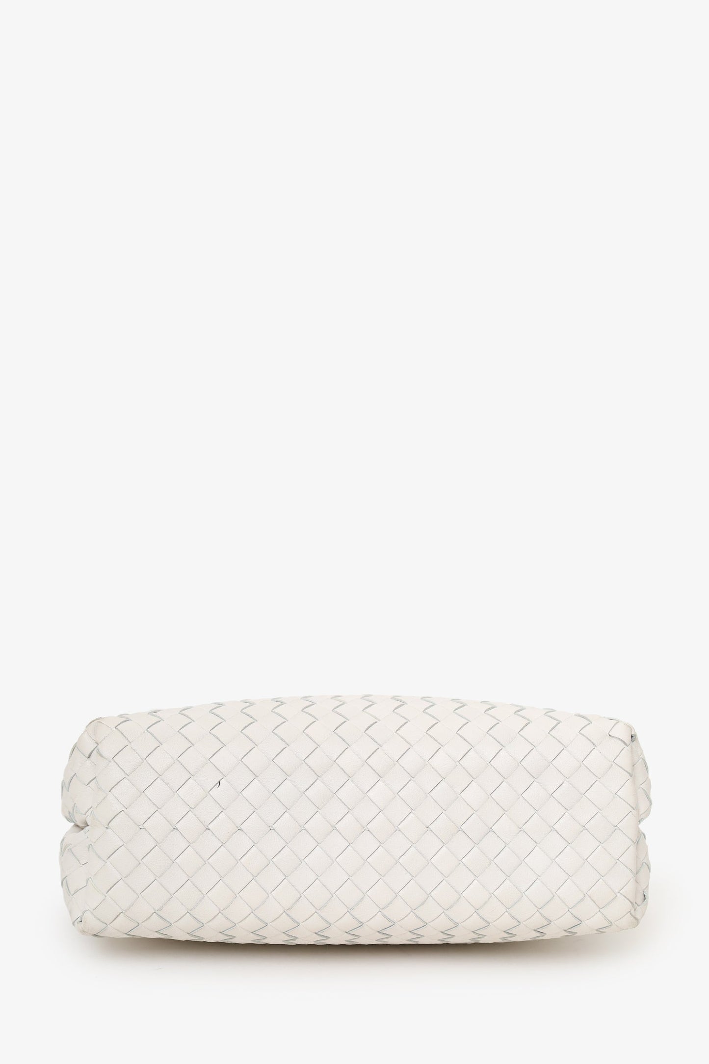 Bottega Veneta White Intrecciato Leather Fold Bag
