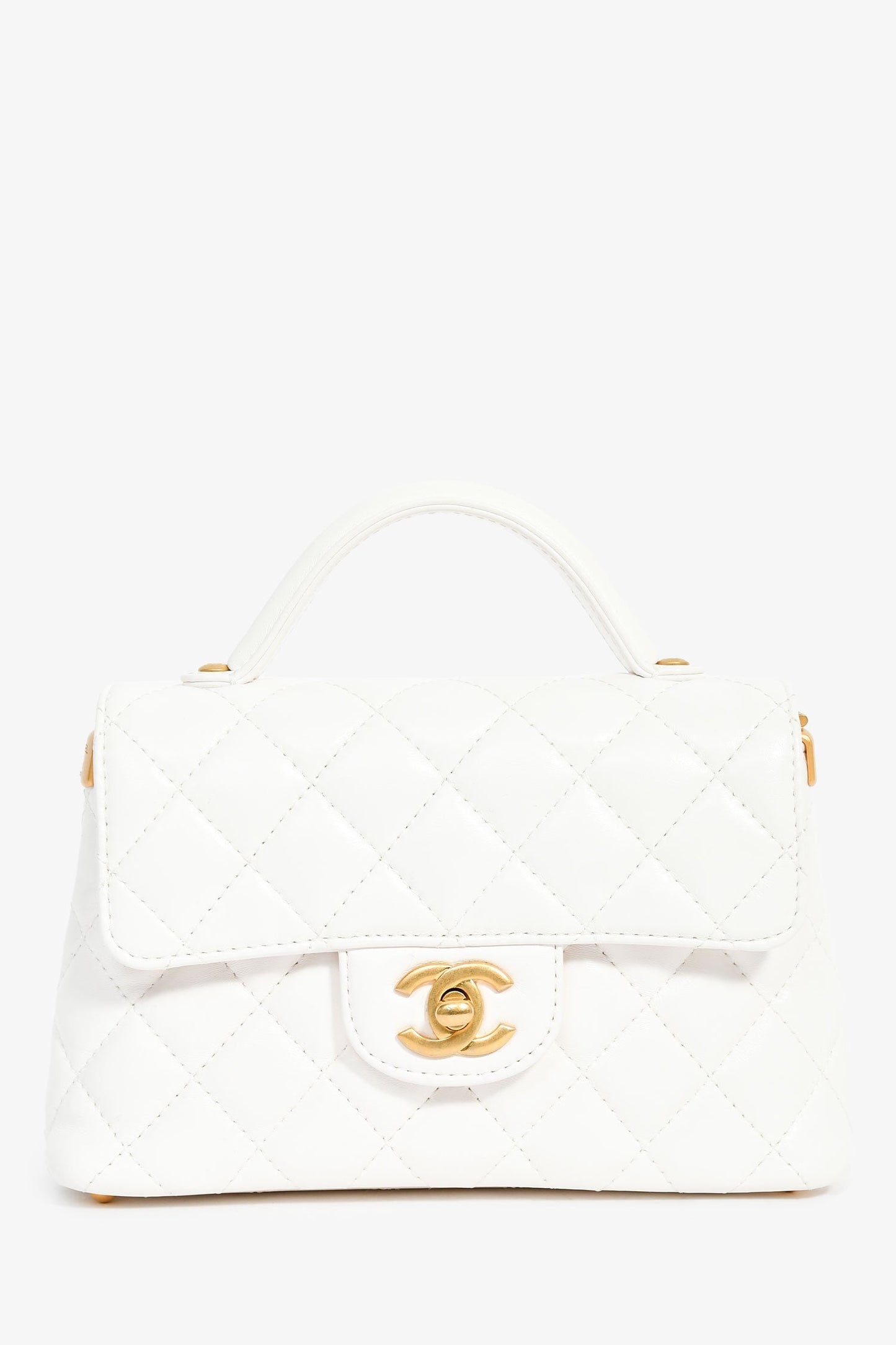 Chanel™ 2025 White Lambskin Mini Rectangle Top Handle
