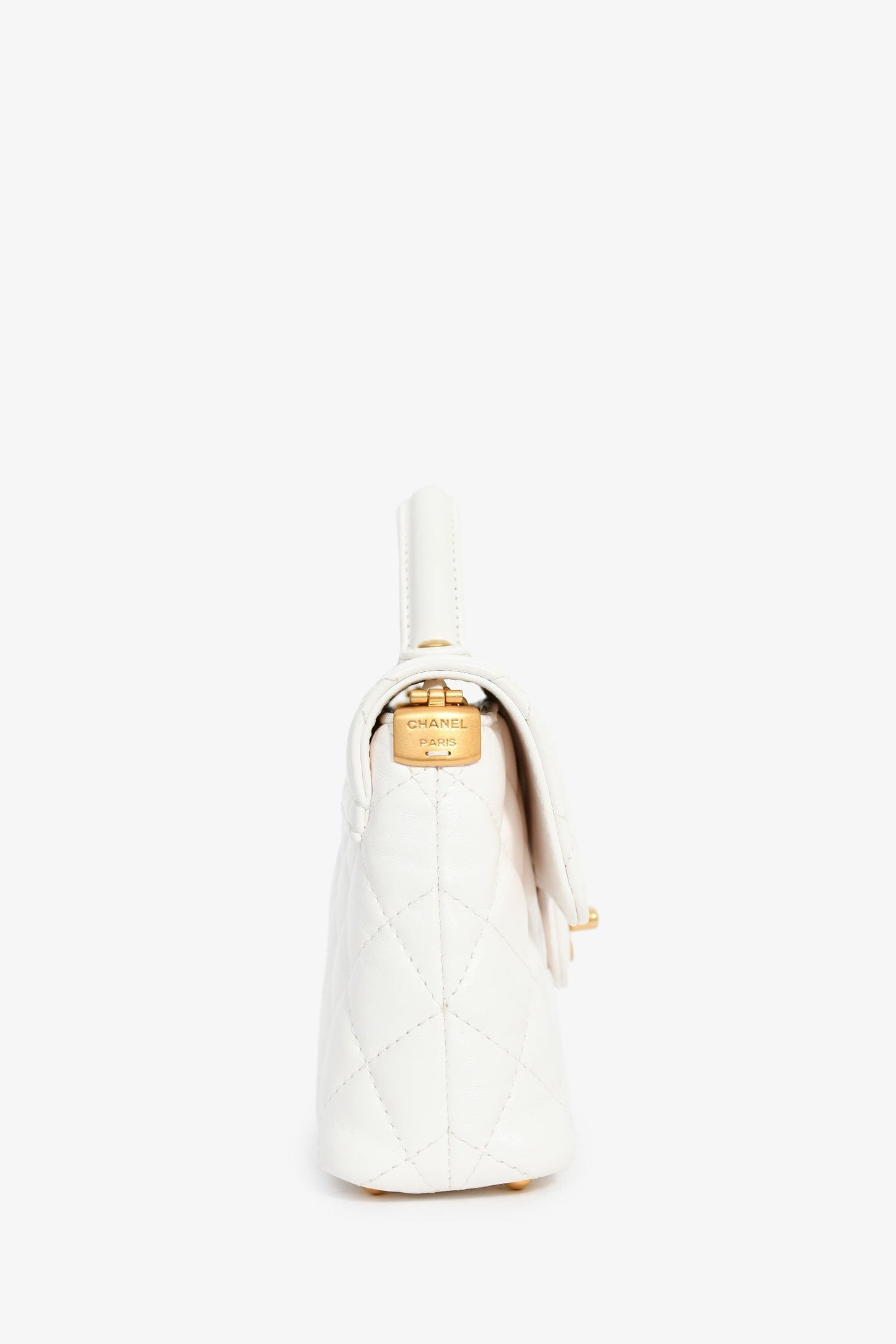 Chanel™ 2025 White Lambskin Mini Rectangle Top Handle