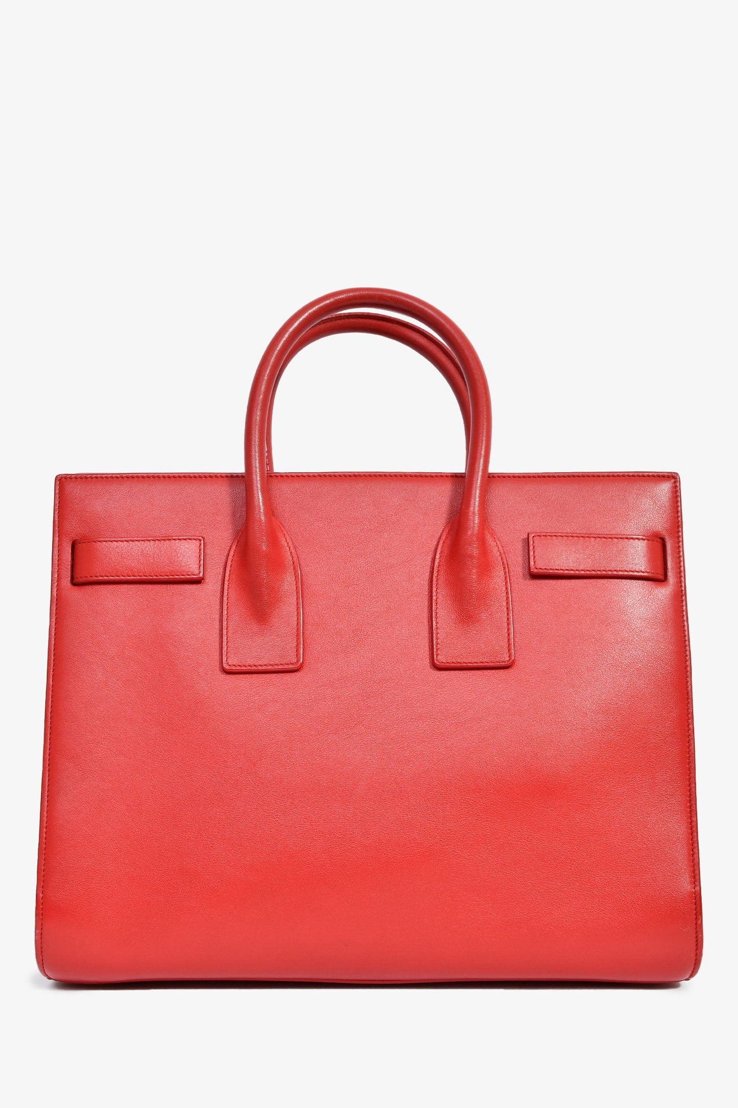 Saint Laurent Red Leather Small Sac De Jour with Strap