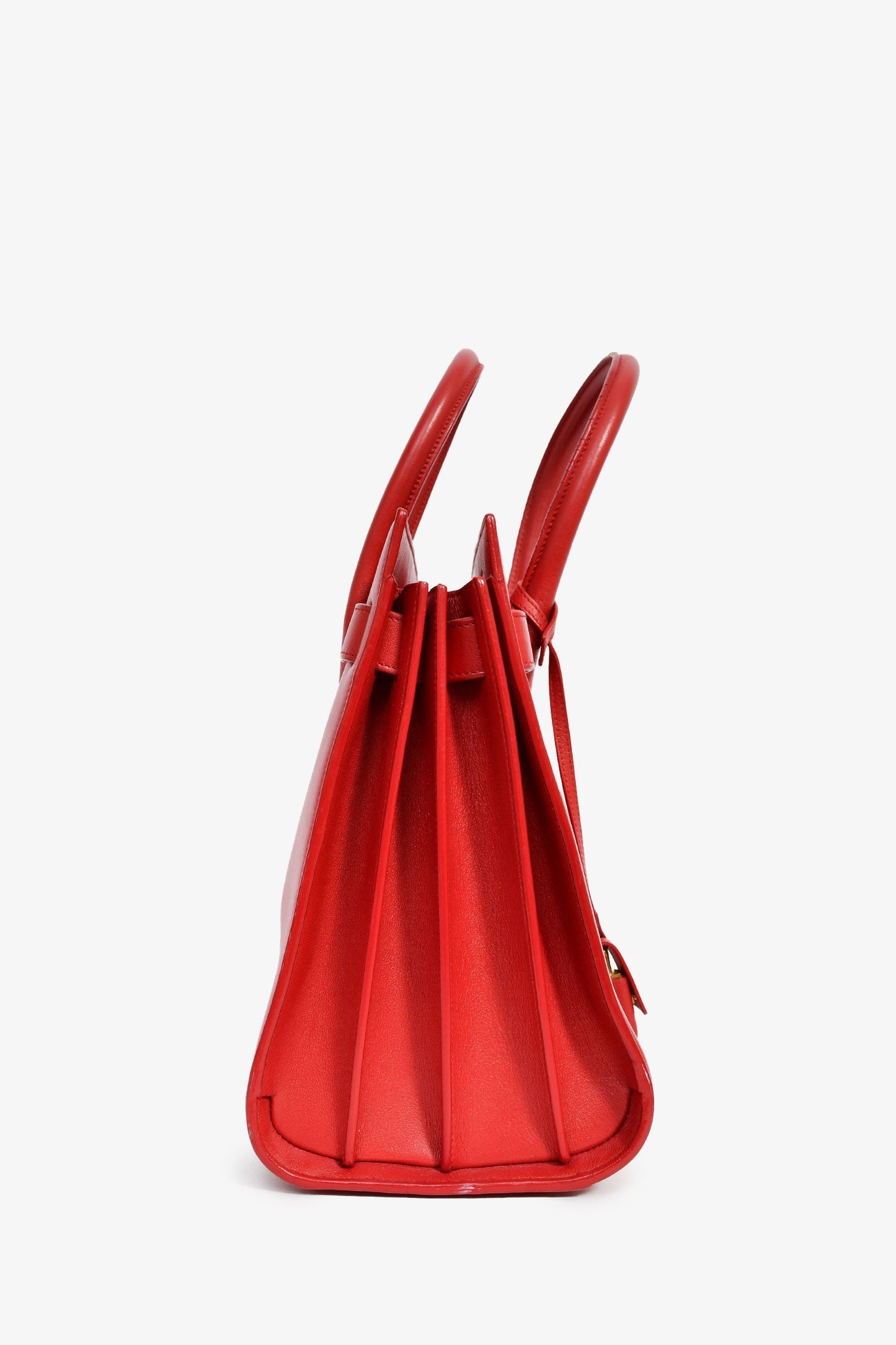Saint Laurent Red Leather Small Sac De Jour with Strap