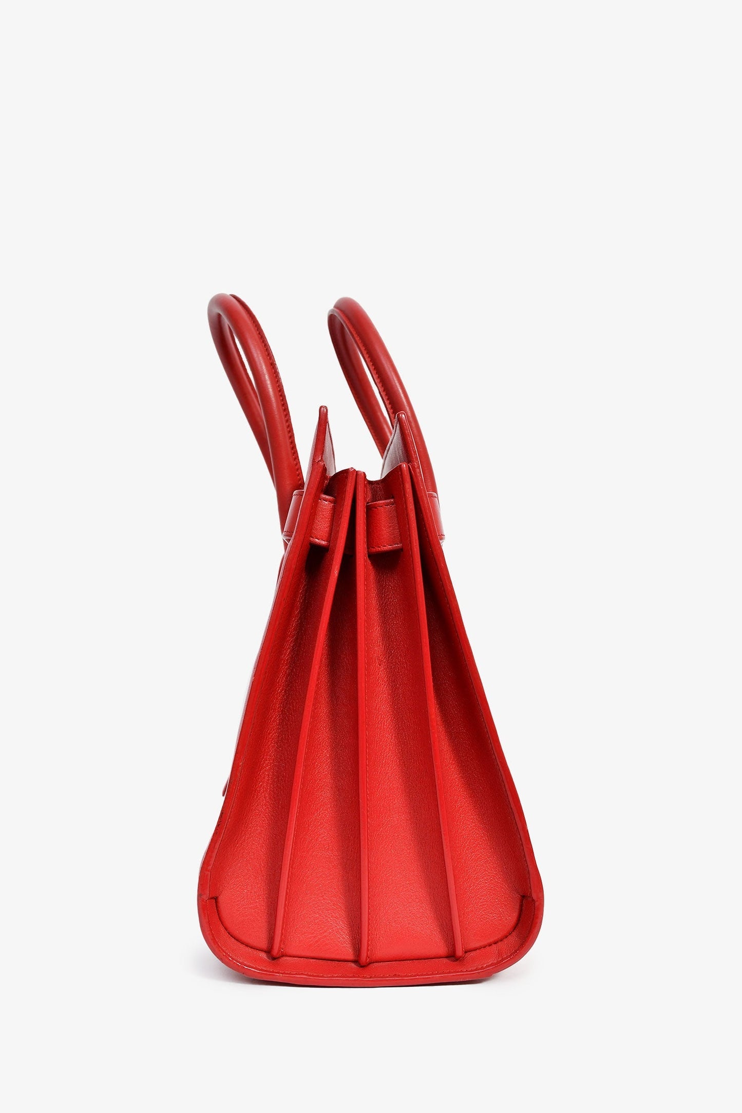 Saint Laurent Red Leather Small Sac De Jour with Strap
