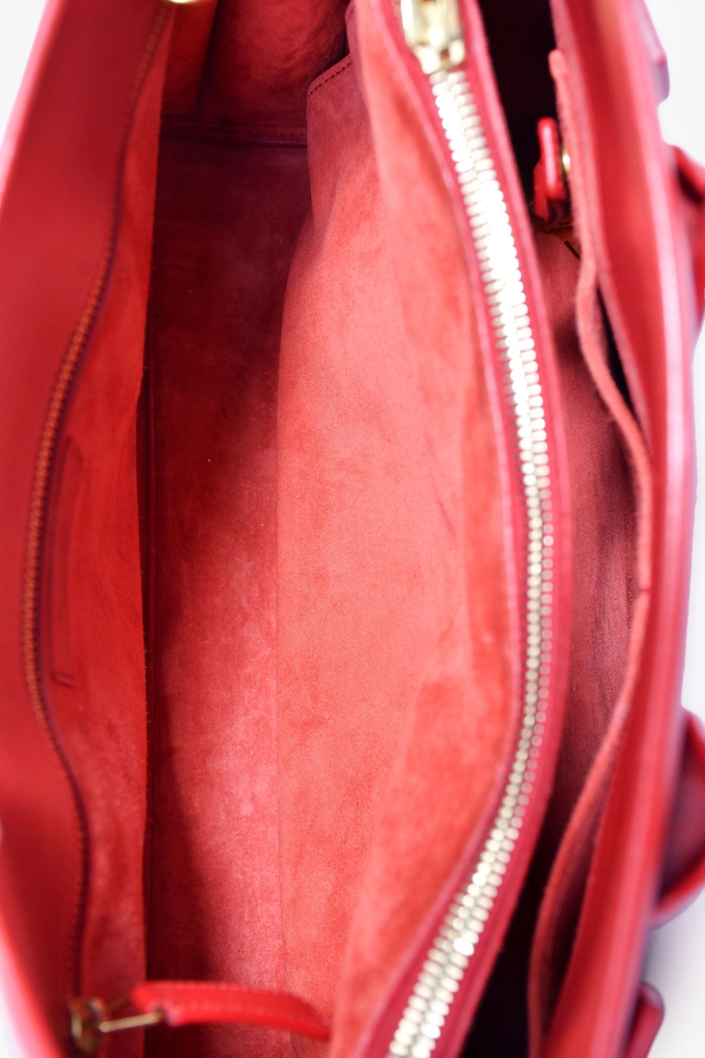 Saint Laurent Red Leather Small Sac De Jour with Strap