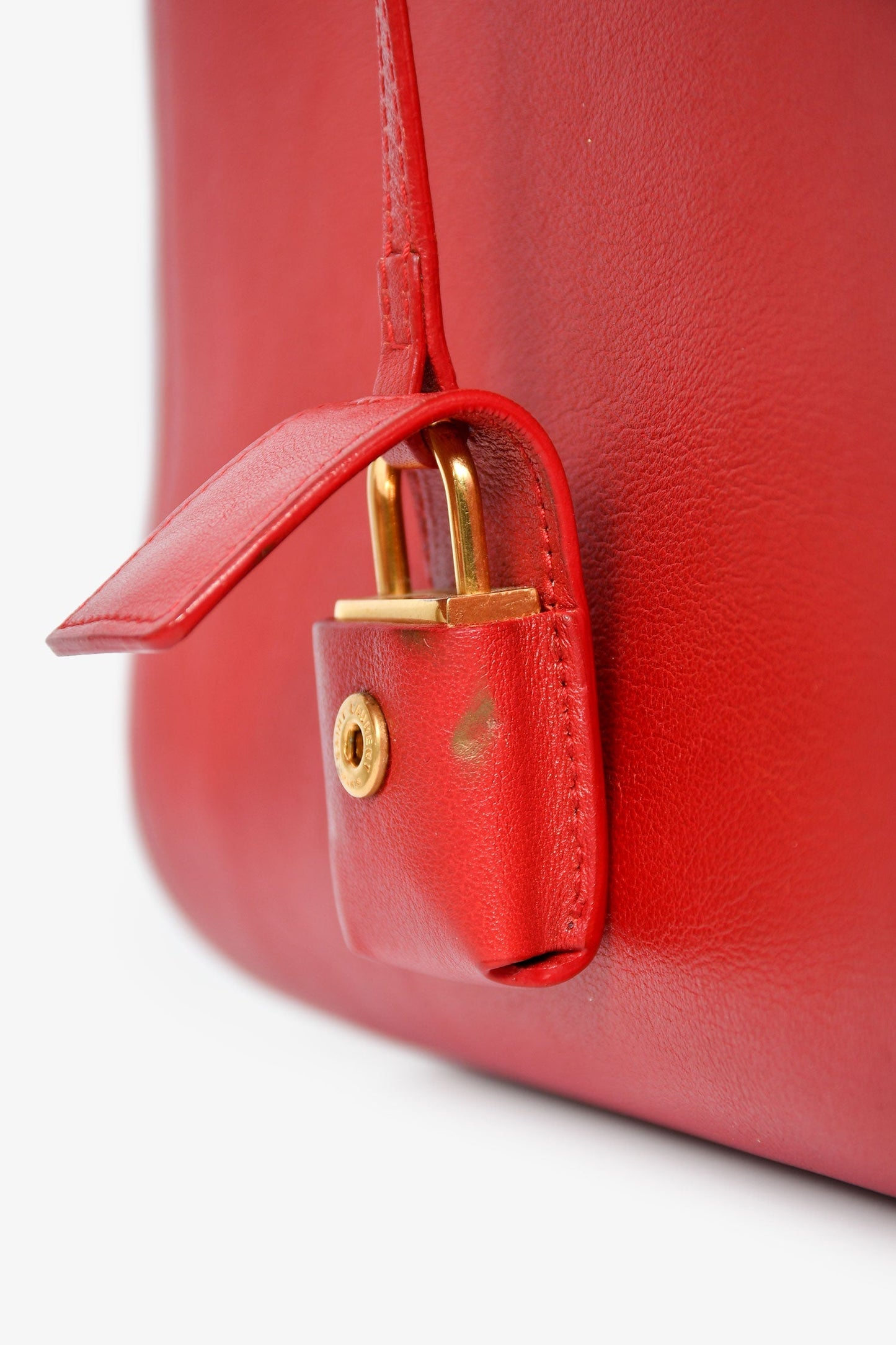Saint Laurent Red Leather Small Sac De Jour with Strap
