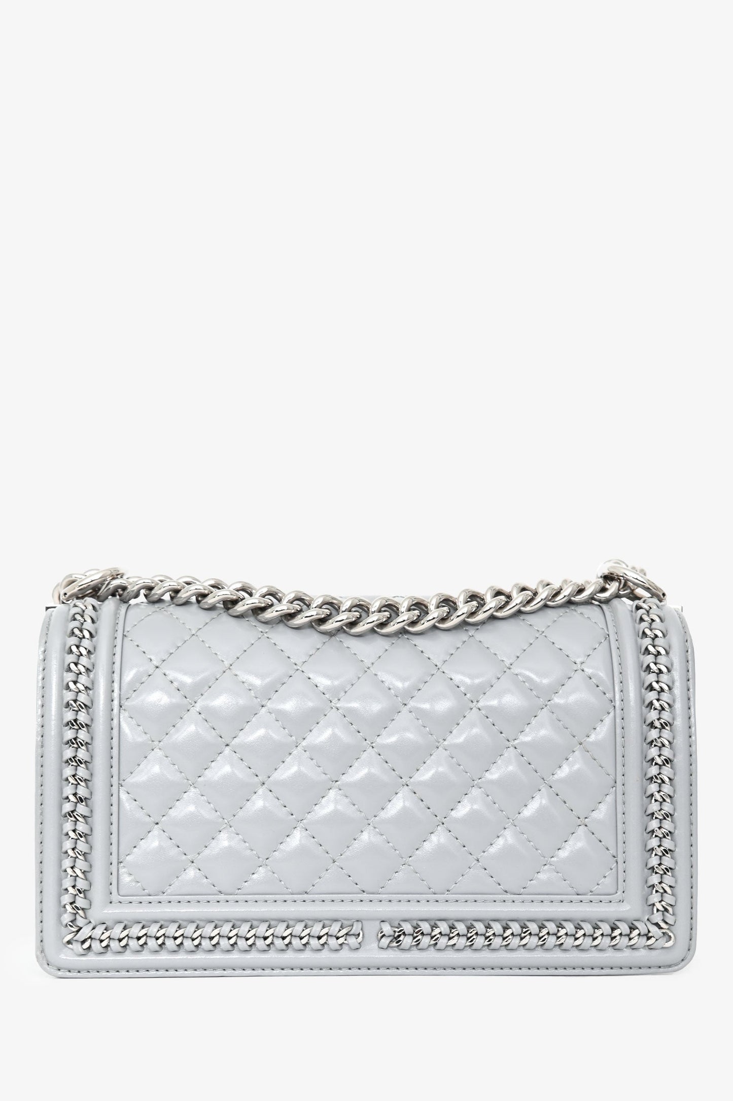 Chanel™ 2019-2020 Grey Leather Quilted Medium Boy Bag SHW
