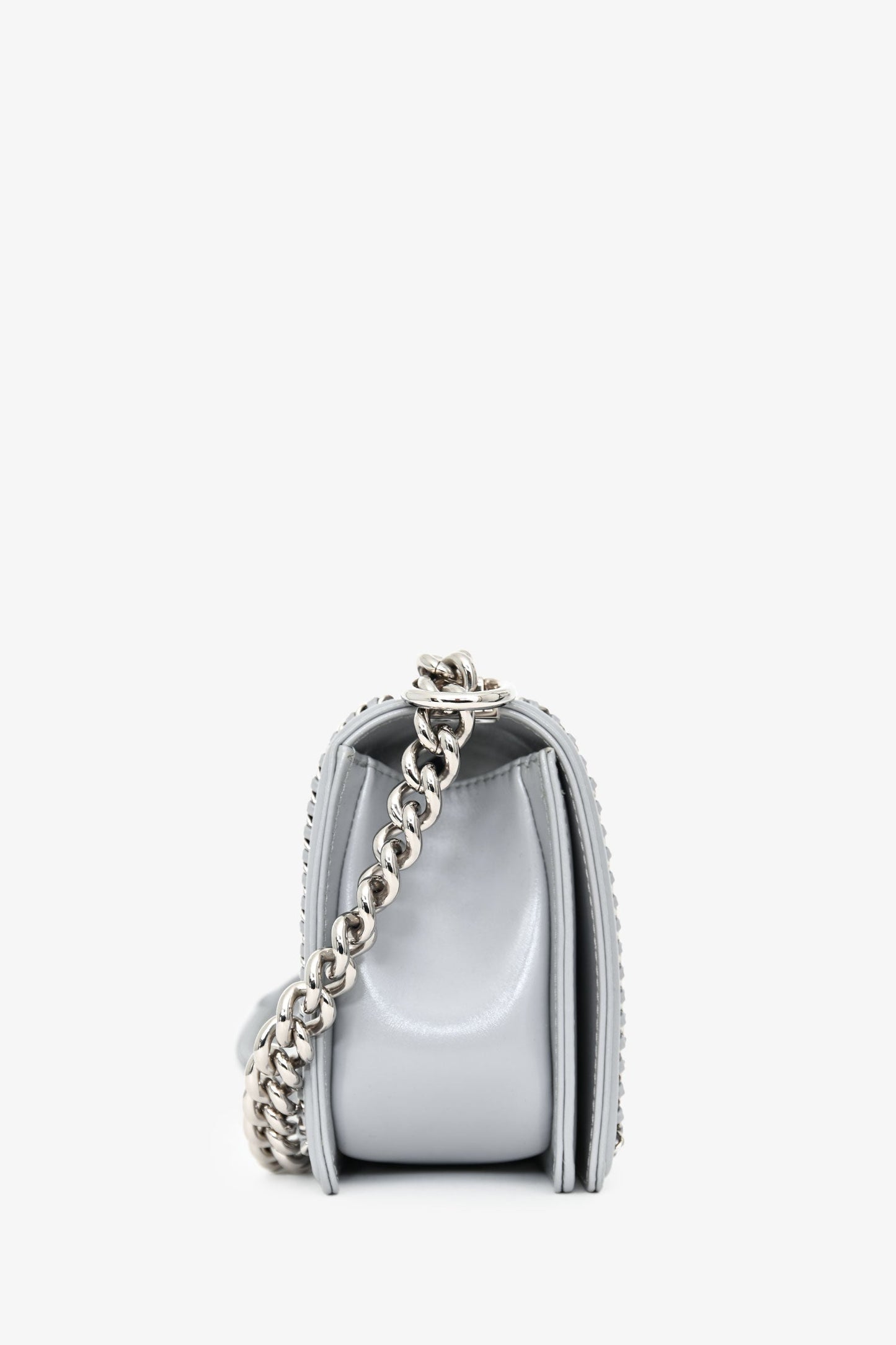 Chanel™ 2019-2020 Grey Leather Quilted Medium Boy Bag SHW