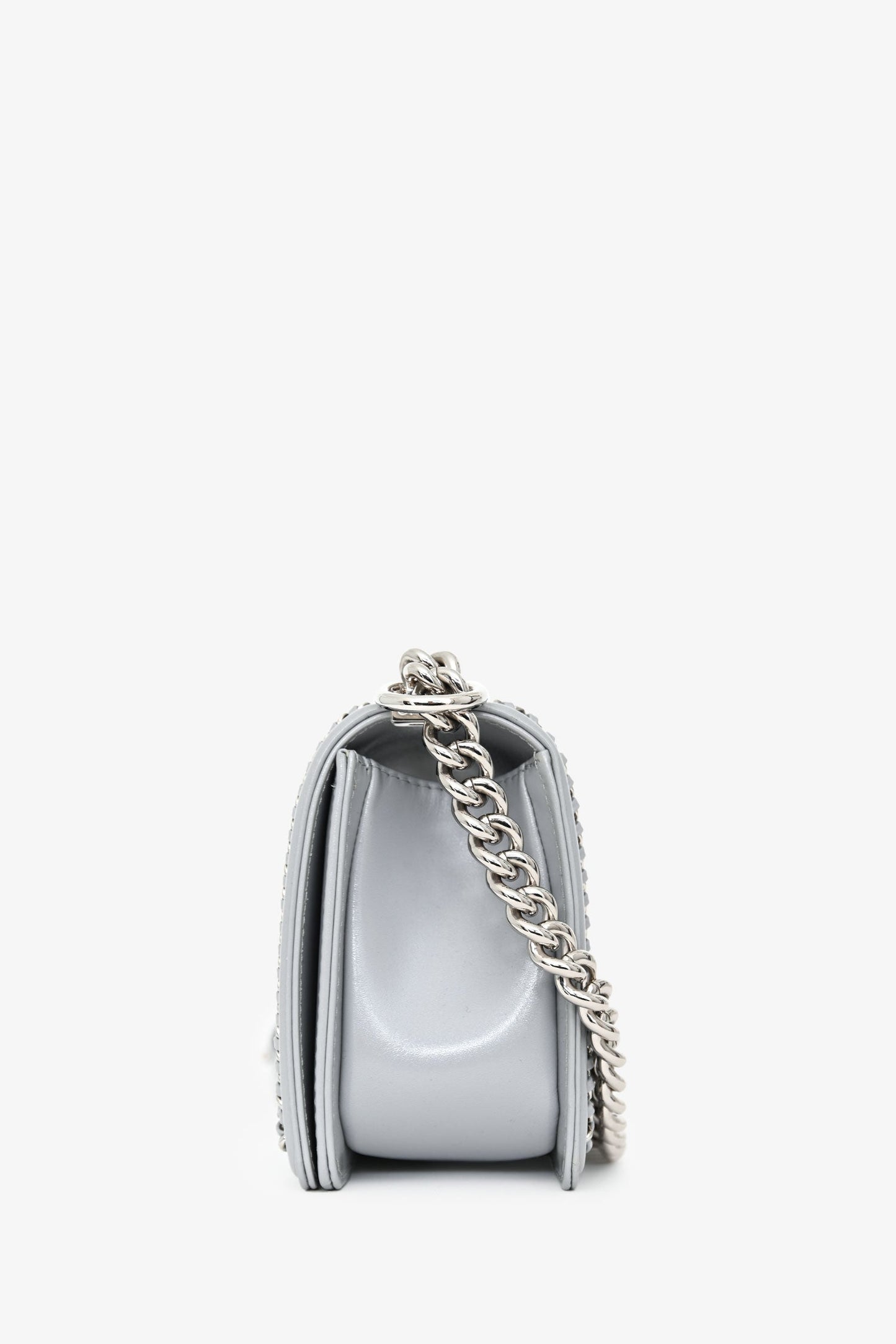 Chanel™ 2019-2020 Grey Leather Quilted Medium Boy Bag SHW