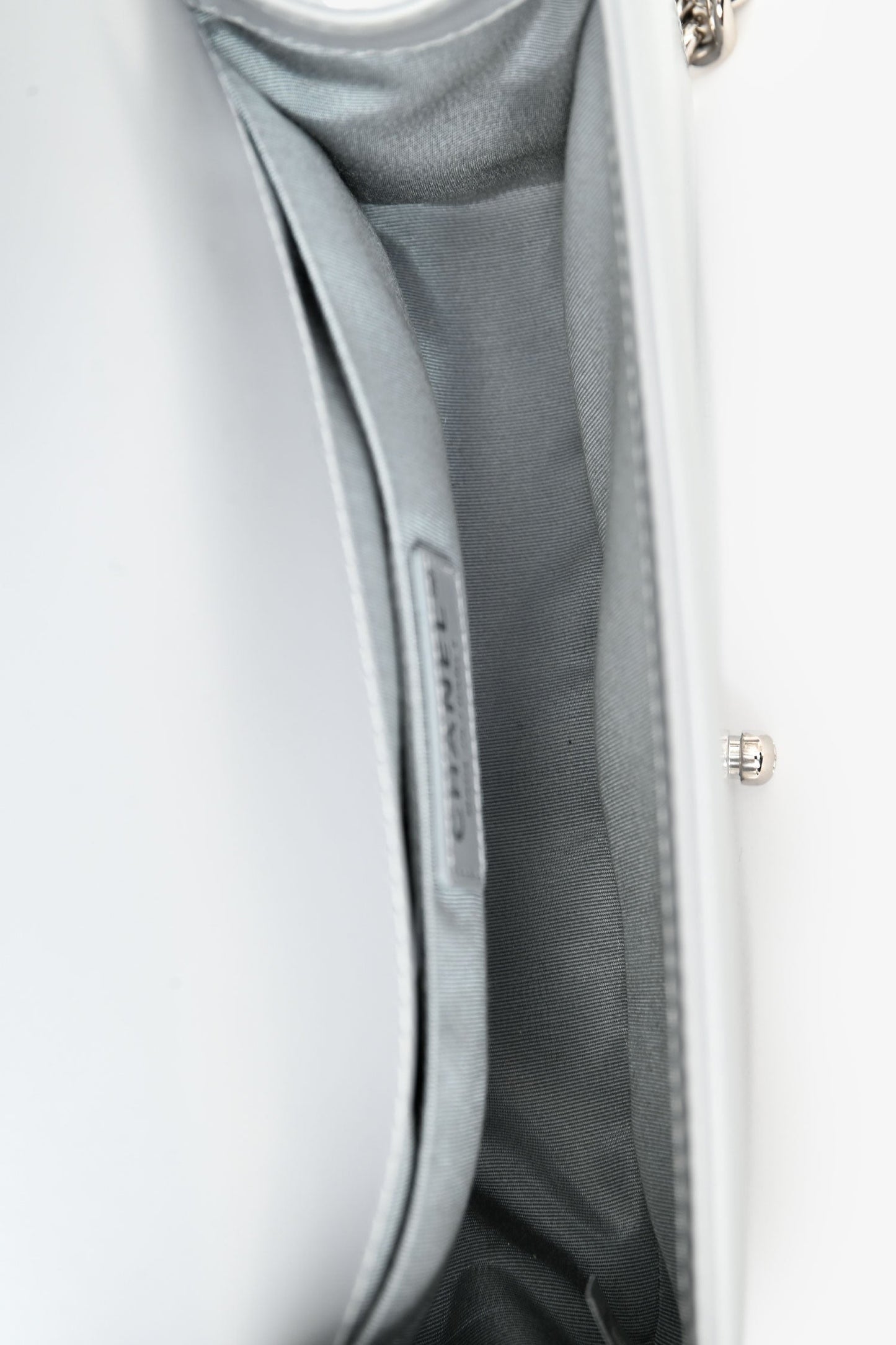 Chanel™ 2019-2020 Grey Leather Quilted Medium Boy Bag SHW