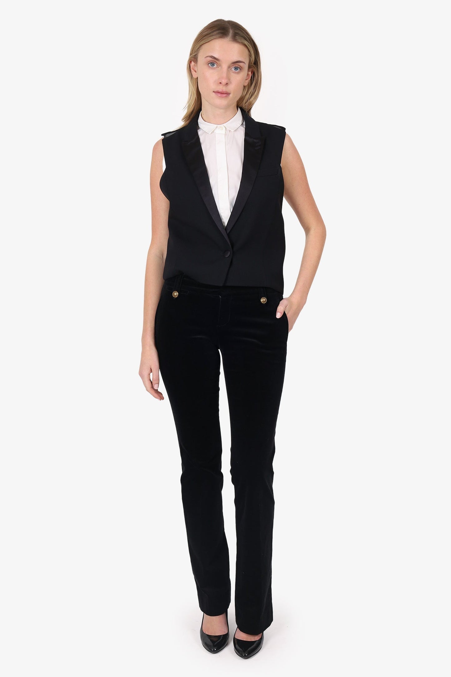 Gucci Black Velvet Straight Leg Trors Size 40