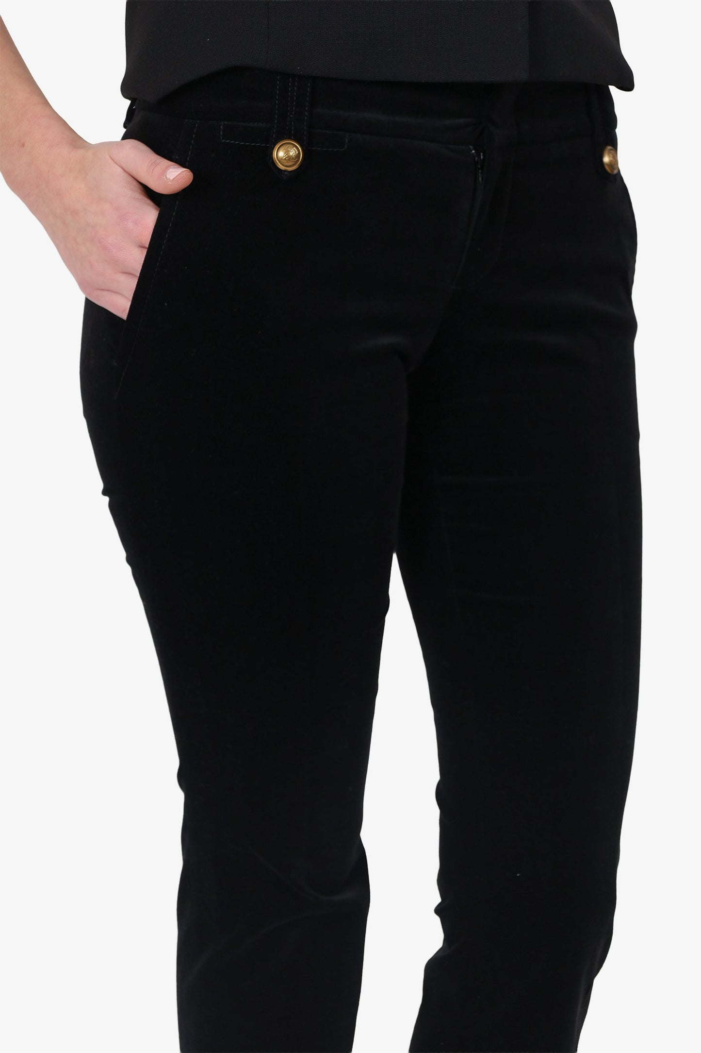 Gucci Black Velvet Straight Leg Trors Size 40