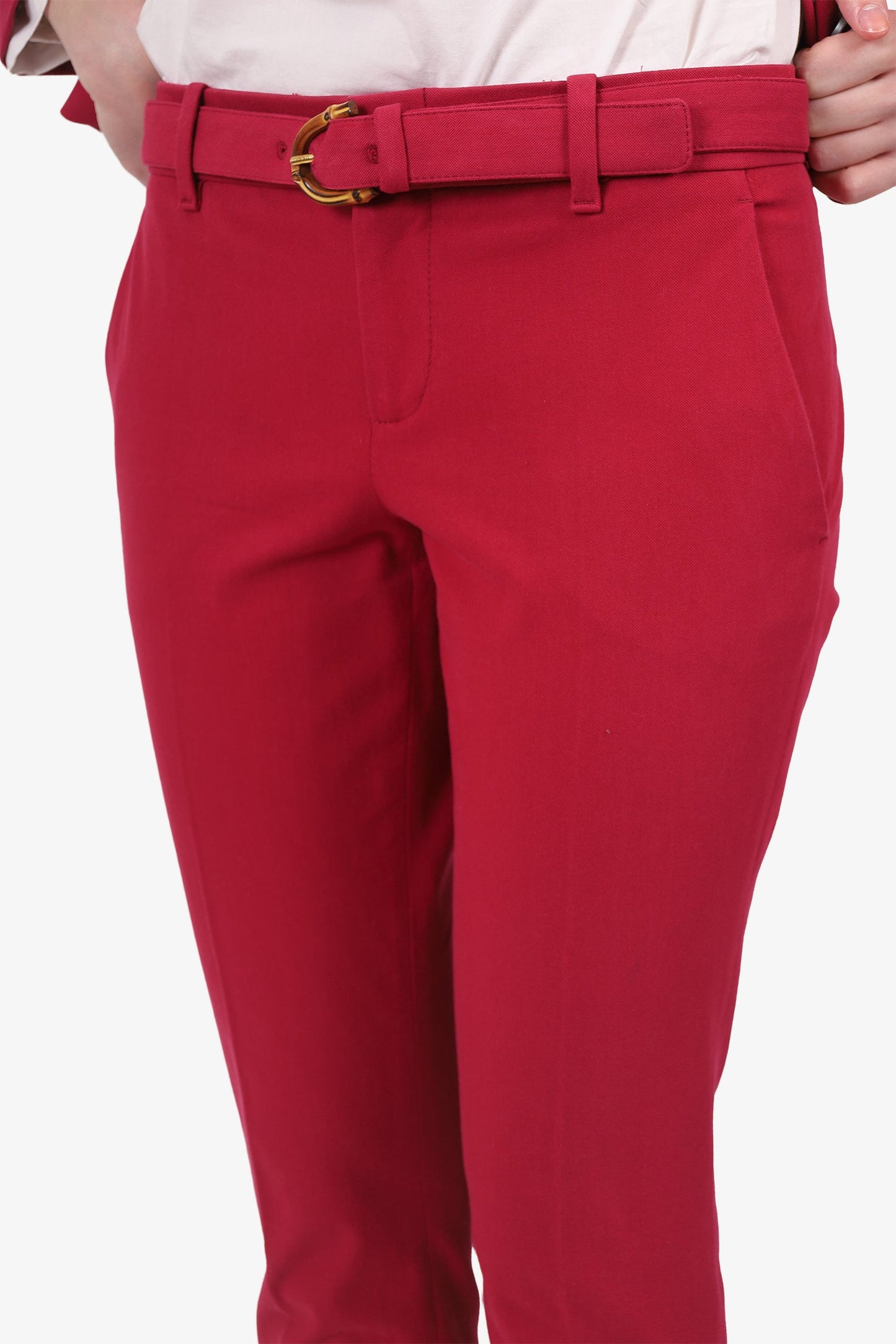 Gucci Dark Pink Double Breasted Blazer + Pants With Bamboo Belt Size 38/40