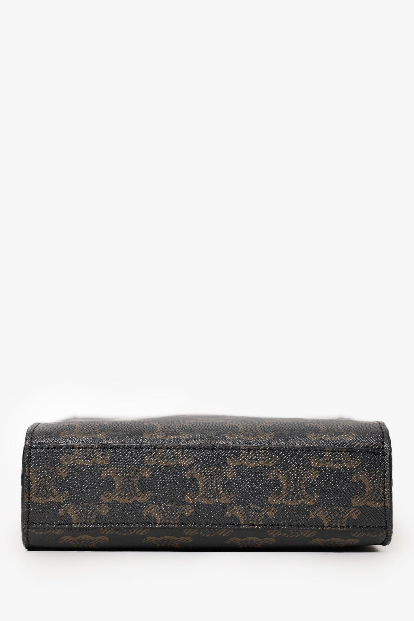 Celine 2021 Brown Canvas/Leather Mini Triomphe Vertical Cabas Tote With Strap
