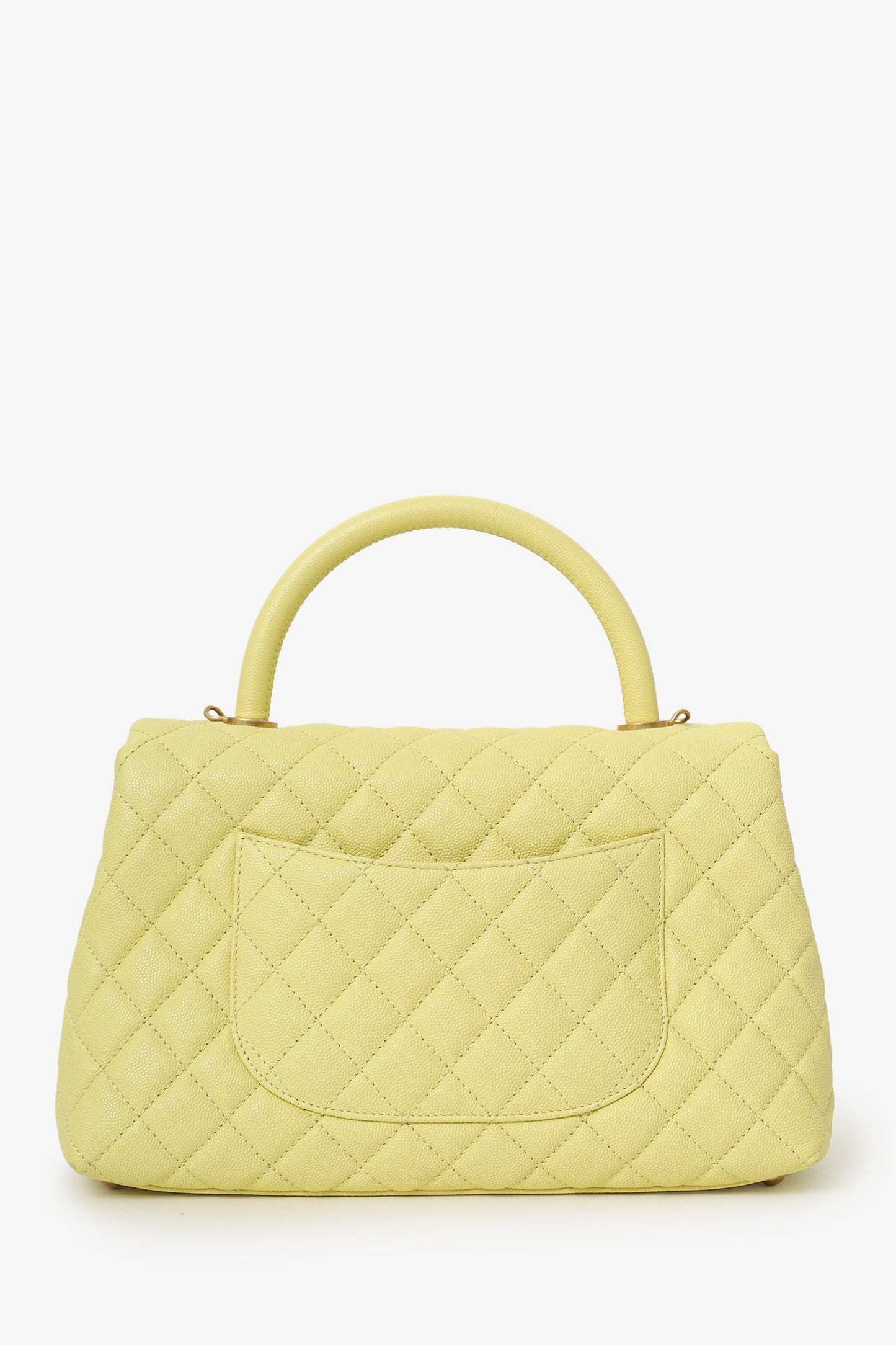 Chanel™ 2017-18 Yellow Caviar Leather Medium 'Coco' Top Handle With Strap
