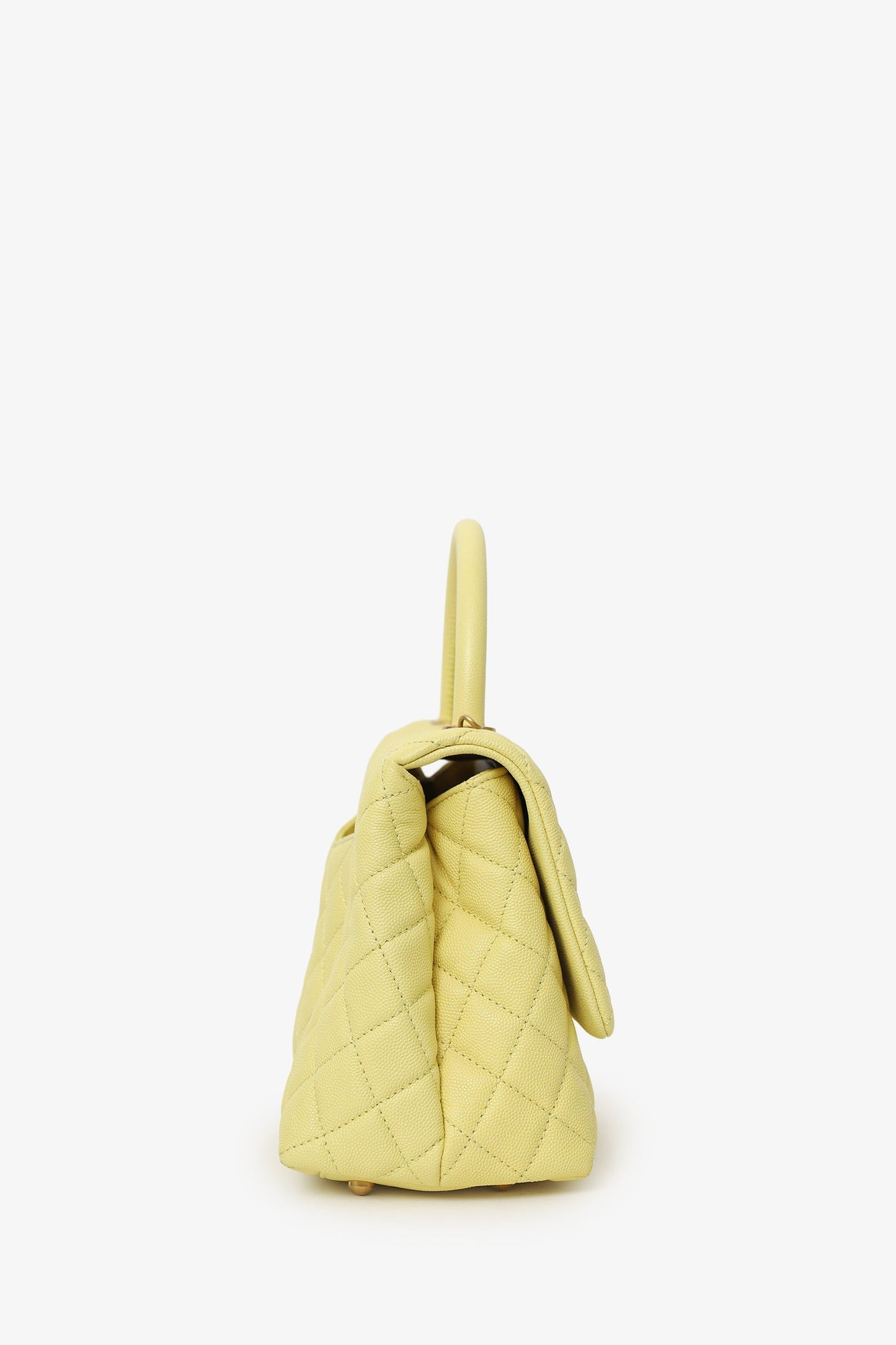 Chanel™ 2017-18 Yellow Caviar Leather Medium 'Coco' Top Handle With Strap