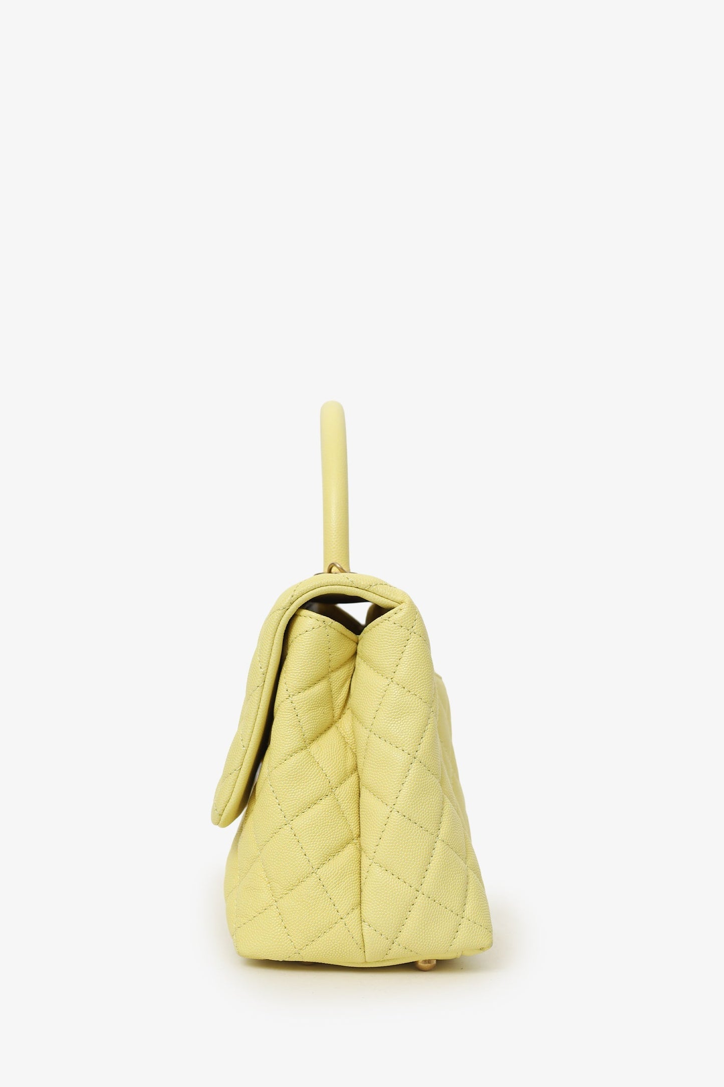 Chanel™ 2017-18 Yellow Caviar Leather Medium 'Coco' Top Handle With Strap