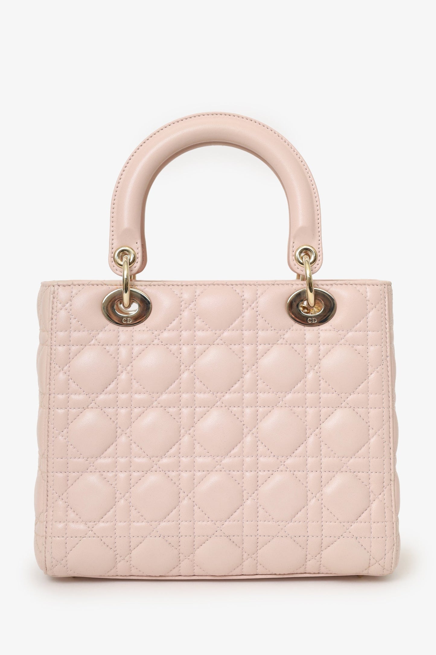 Christian Dior 2017 Pink Leather Medium Lady Dior Bag With Strap