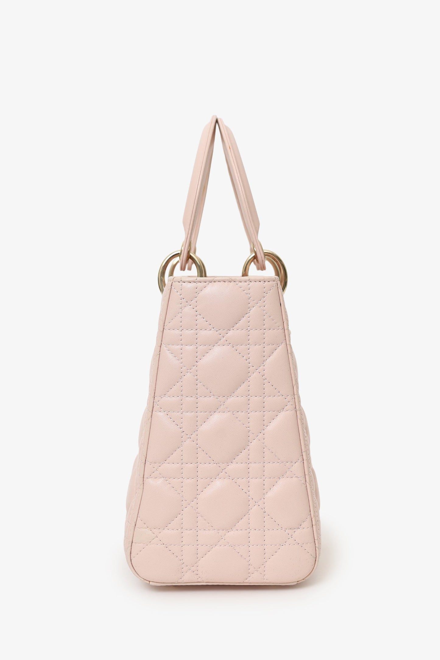 Christian Dior 2017 Pink Leather Medium Lady Dior Bag With Strap