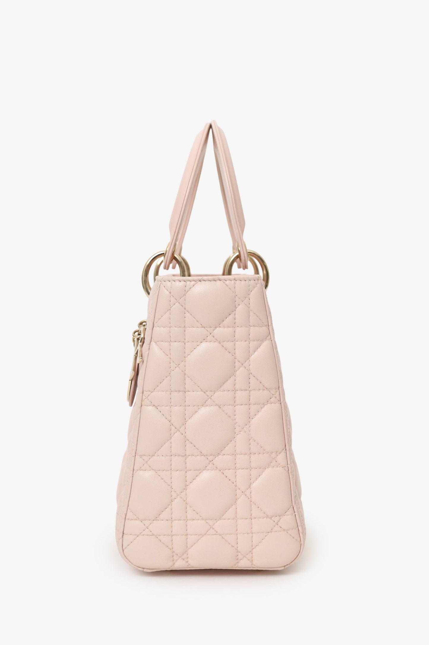 Christian Dior 2017 Pink Leather Medium Lady Dior Bag With Strap