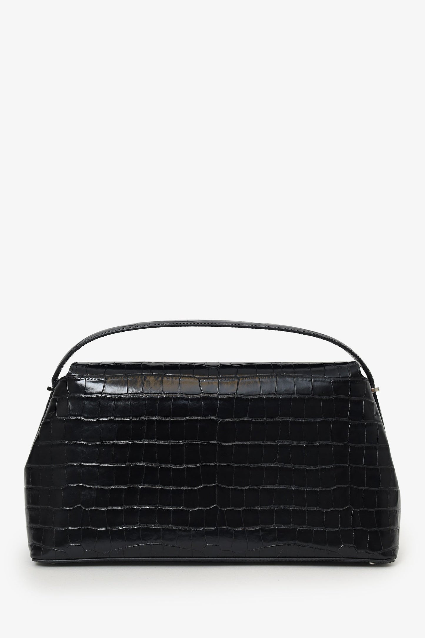 Toteme Black Embossed Leather T-Lock Top Handle Bag With Strap