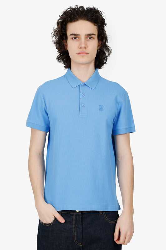 Burberry Blue Polo 'TB' Embroidered Top Size M Mens