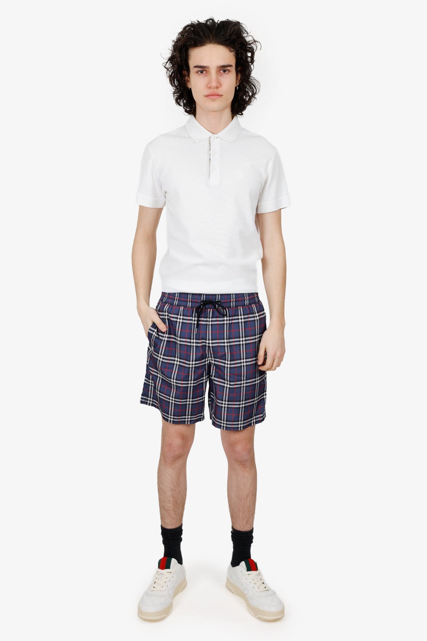 Burberry Navy Nova Check Swim Short Size S Mens