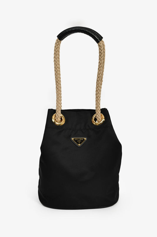 Prada 2025 Black Re-Nylon 'Mariner' Bucket Bag