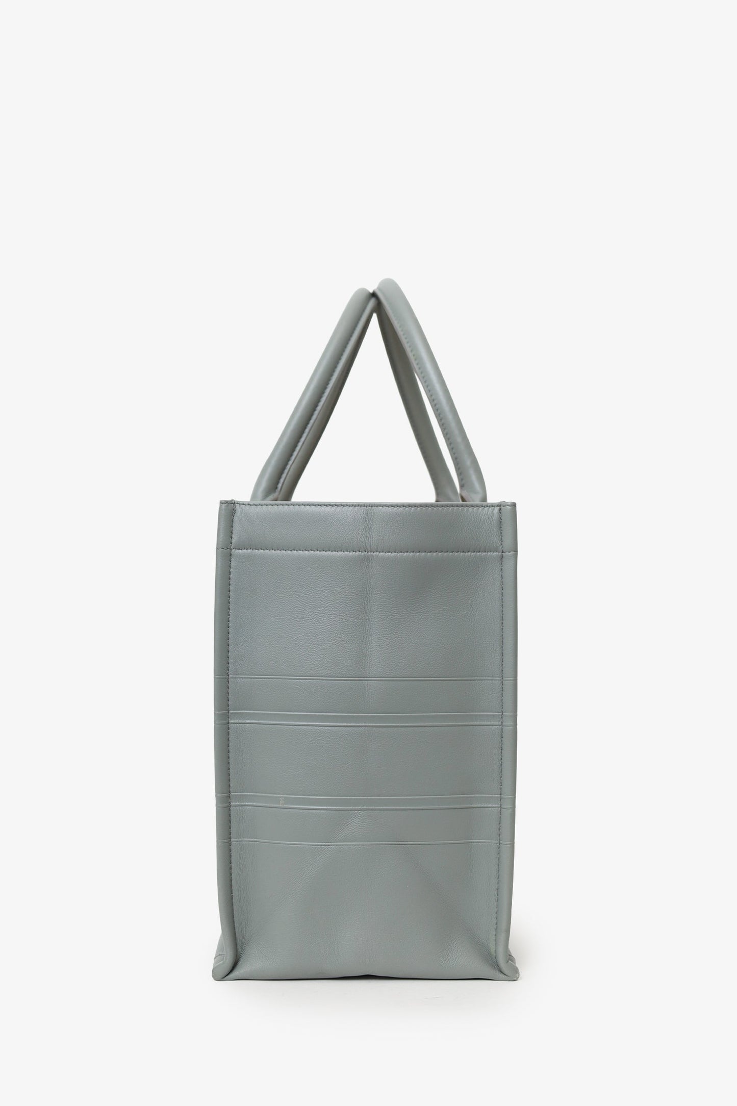 Christian Dior Grey Leather 'Christian Dior' Embossed Medium Book Tote