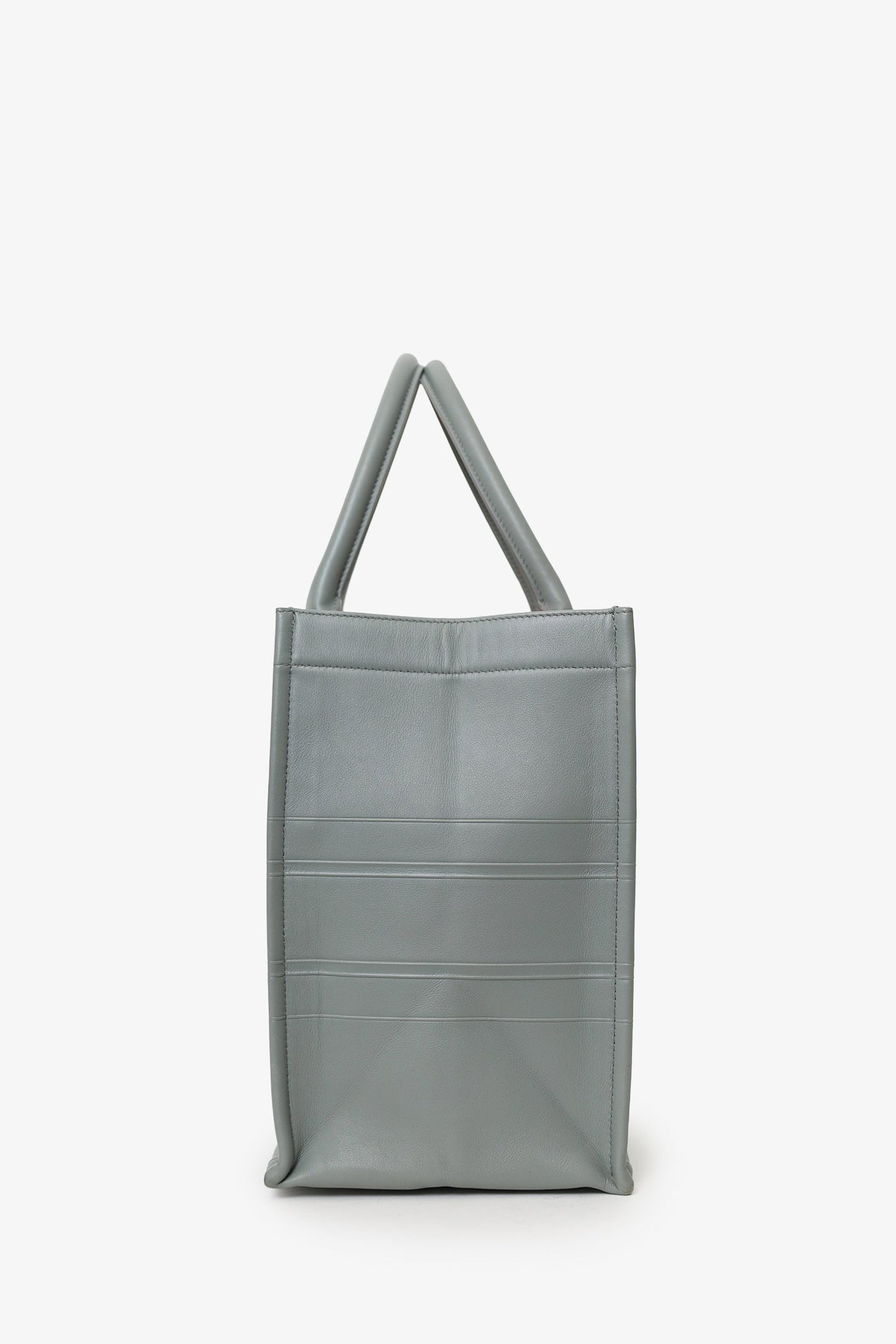 Christian Dior Grey Leather 'Christian Dior' Embossed Medium Book Tote