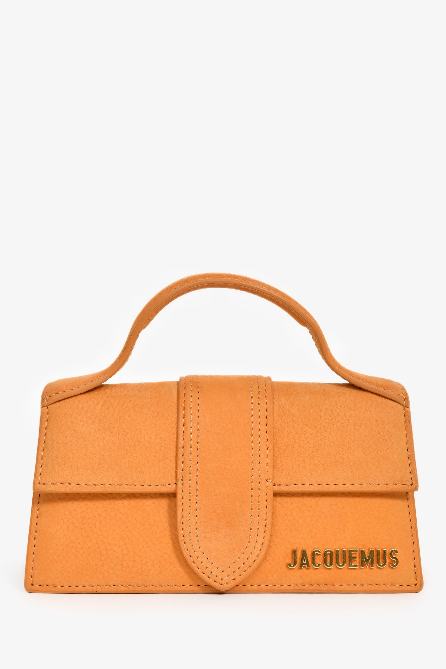Jacquemus Yellow Brushed Leather Mini Bambino Crossbody Top Handle Bag