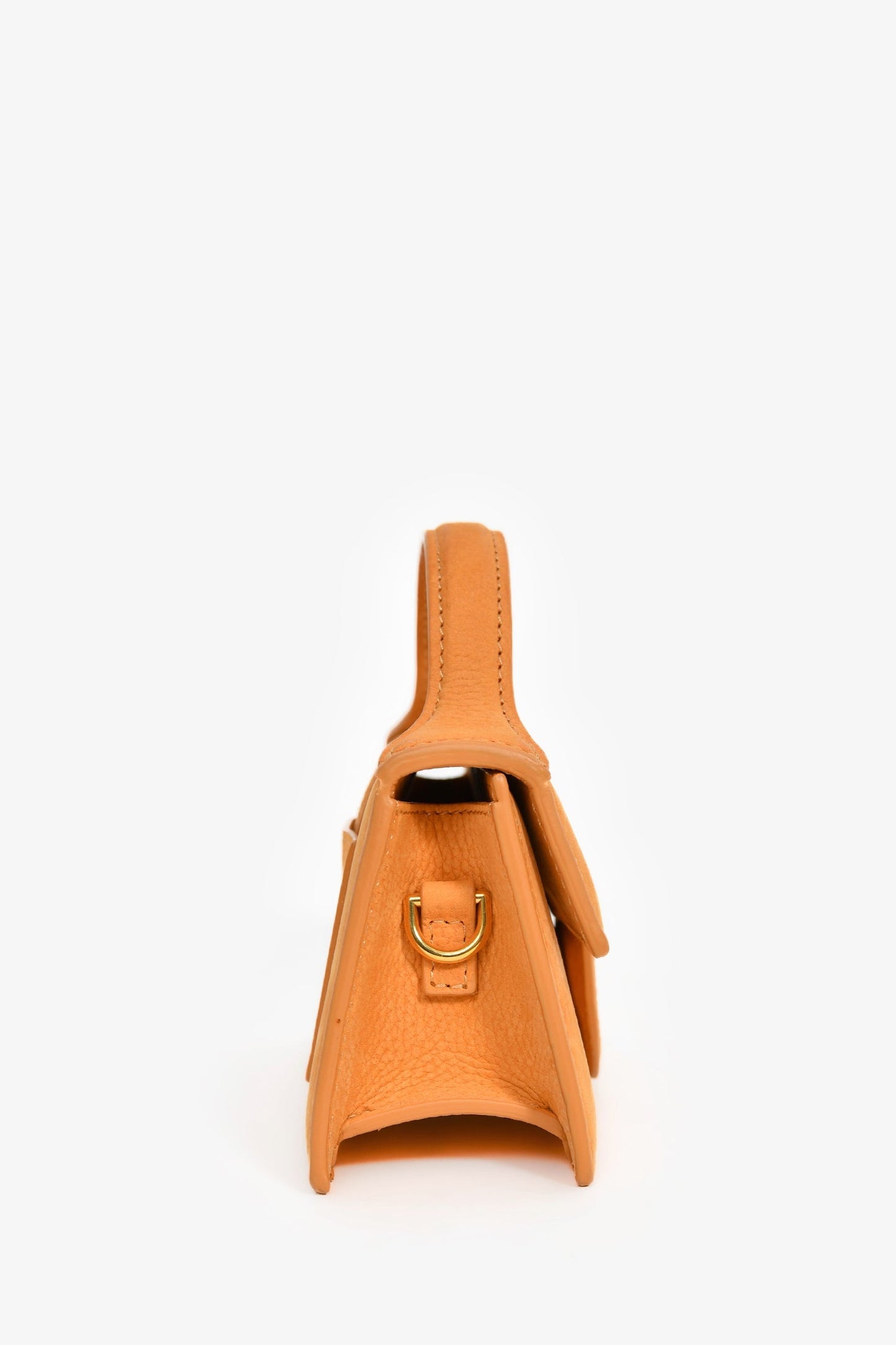 Jacquemus Yellow Brushed Leather Mini Bambino Crossbody Top Handle Bag