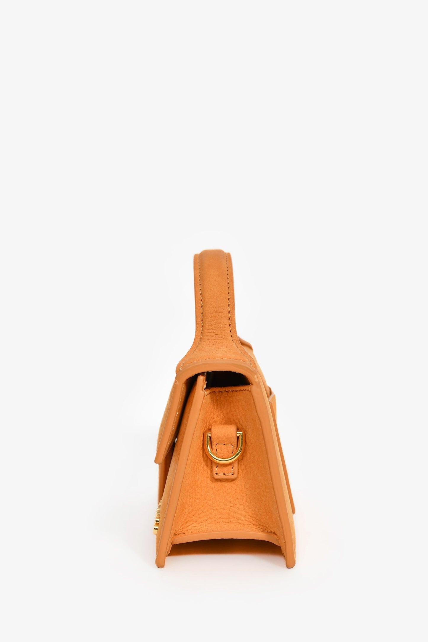 Jacquemus Yellow Brushed Leather Mini Bambino Crossbody Top Handle Bag