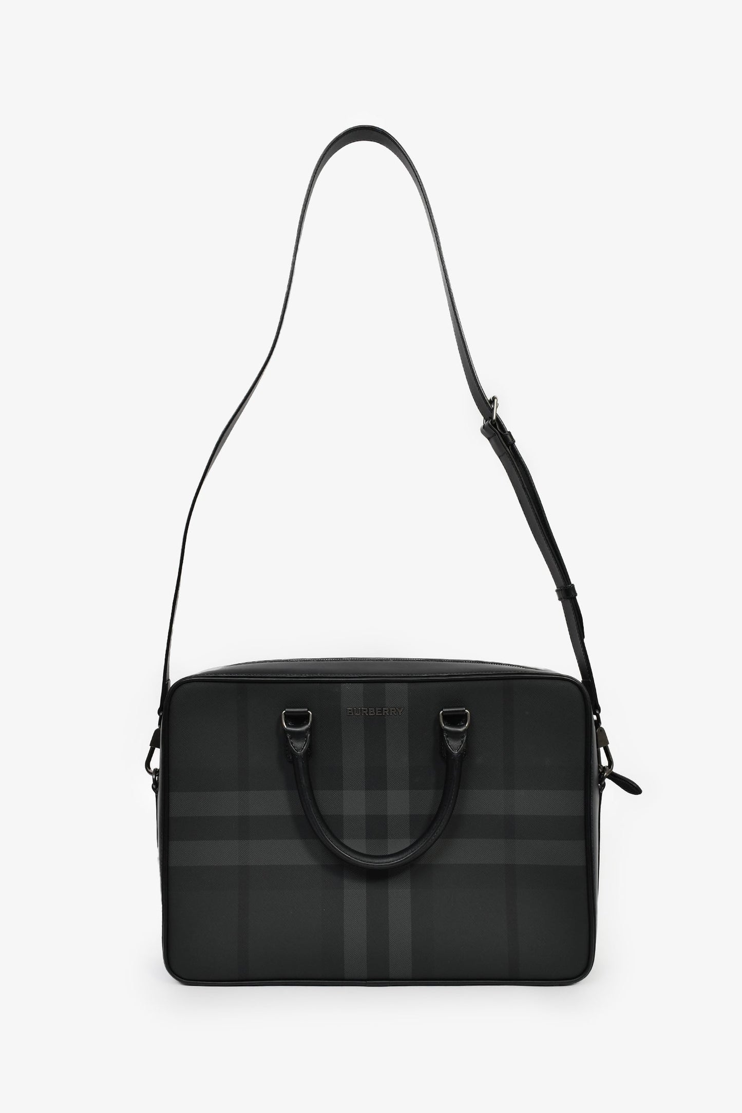 Burberry Black Leather 'Ainsworth' Briefcase with Strap