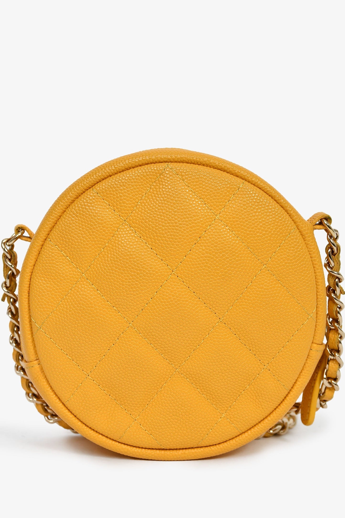 Chanel™ 2018-19 Yellow Caviar Leather Round Chain Bag